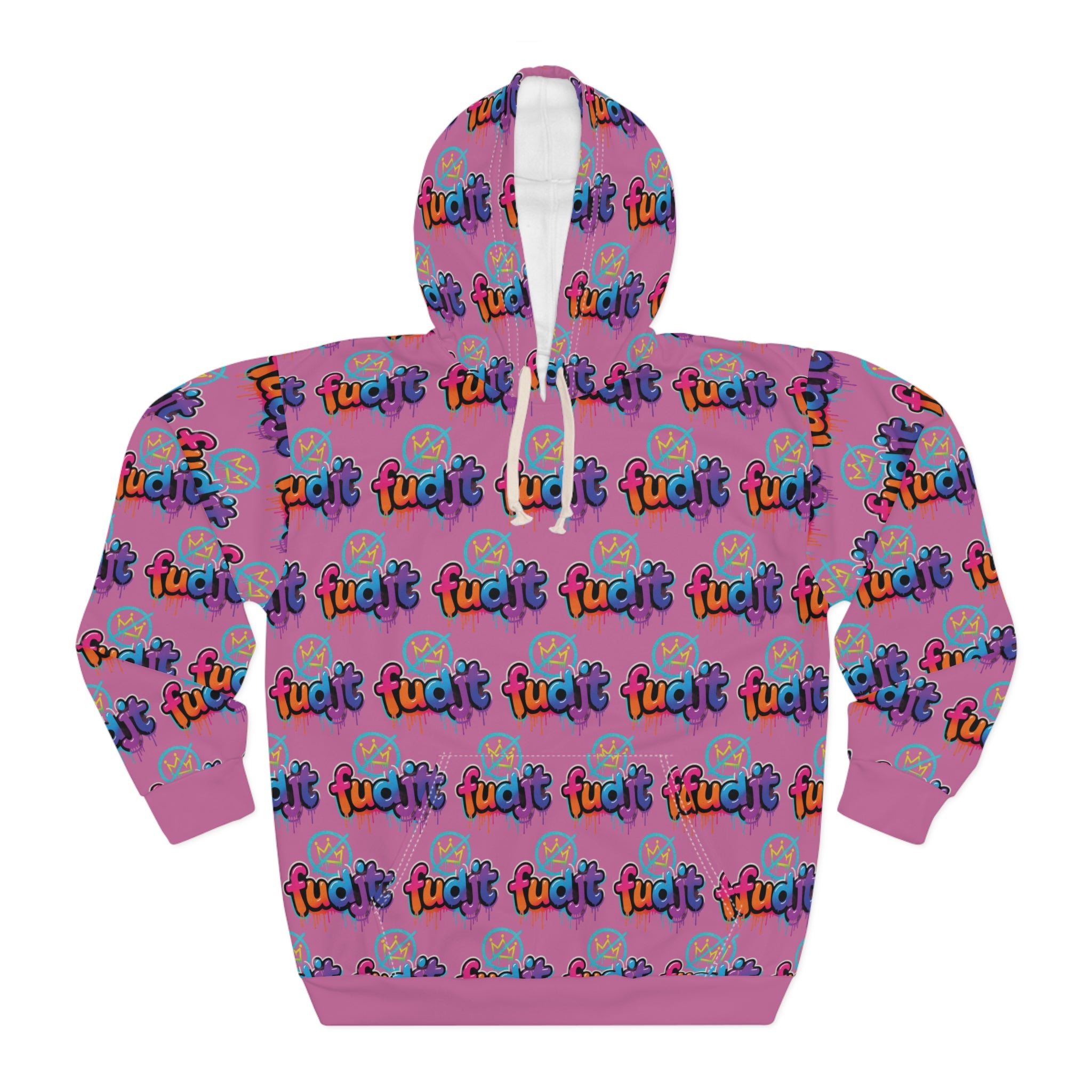 fudjt No Kings Clown Town Hoodie | All Over Light Pink 5
