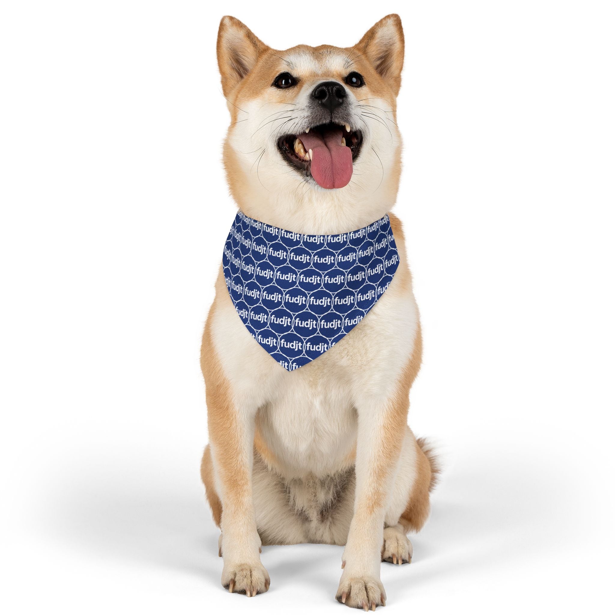 Dark Blue fudjt Unbroken Chain 1.25  Bandana Collar for Dogs, Cats & More | 4 Sizes