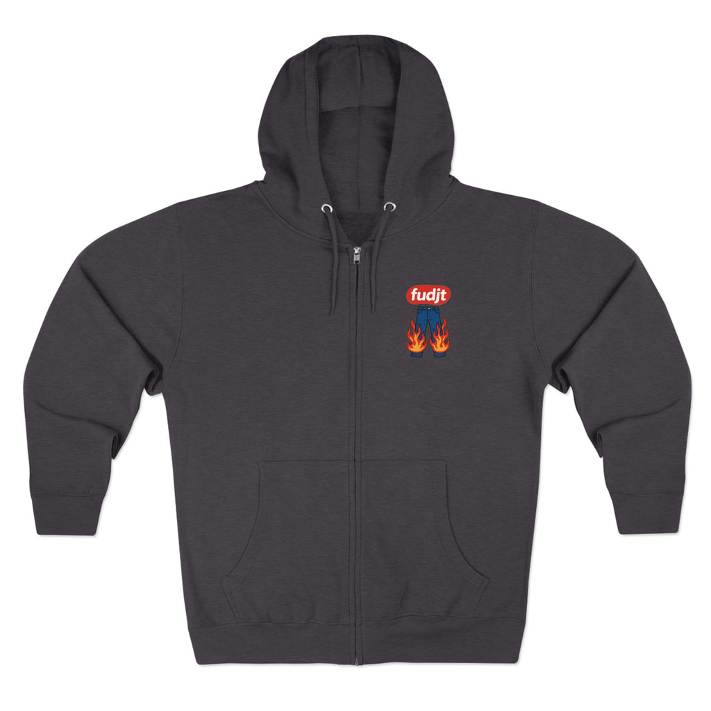 fudjt Pants On Fire Zip Hoodie | Front & Back Graphic | 9 Colors