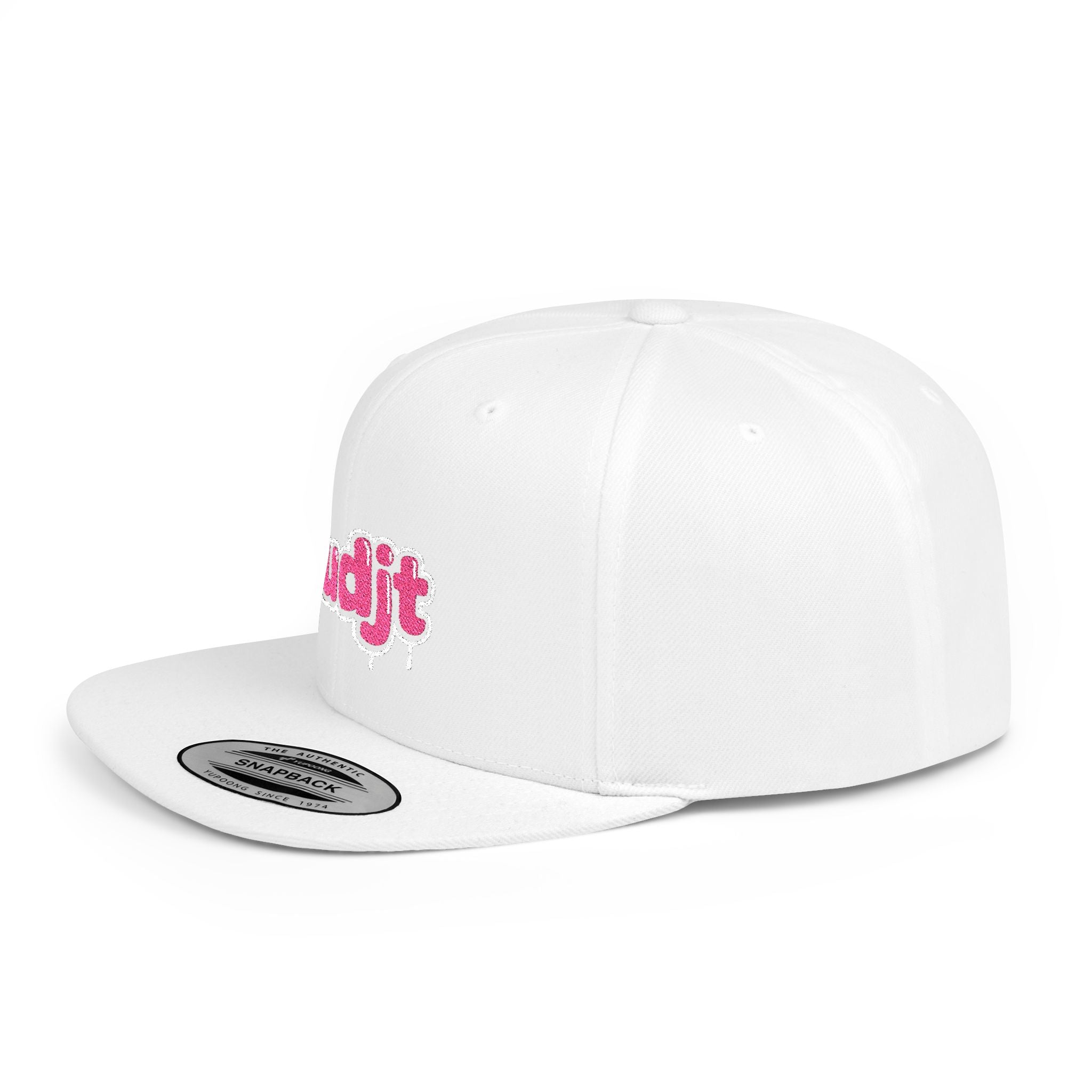 fudjt Flat Bill Snapback Hat | Pink Drip Embroidery |  13 Colors