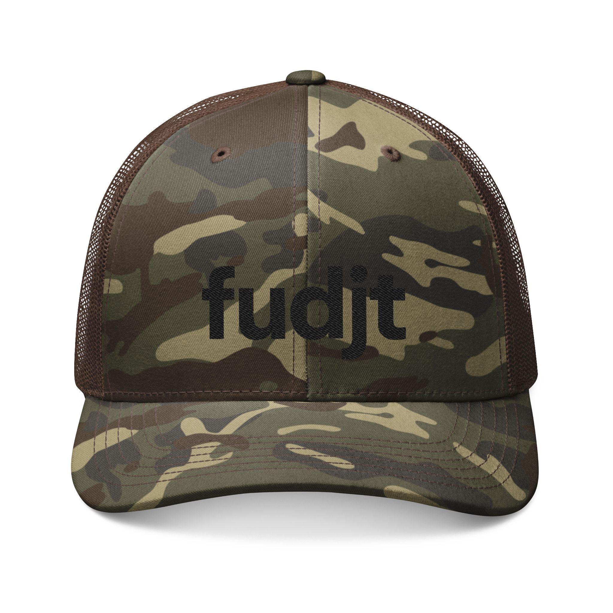 Camouflage Trucker Hat with Black fudjt Logo Embroidery | 3 Colors