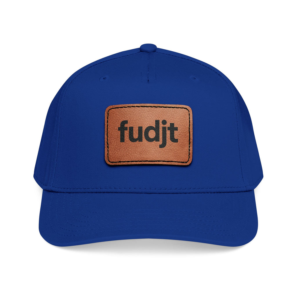 fudjt Leather Patch Baseball Cap — Mid Profile Trucker Hat | 14 Solid Colors