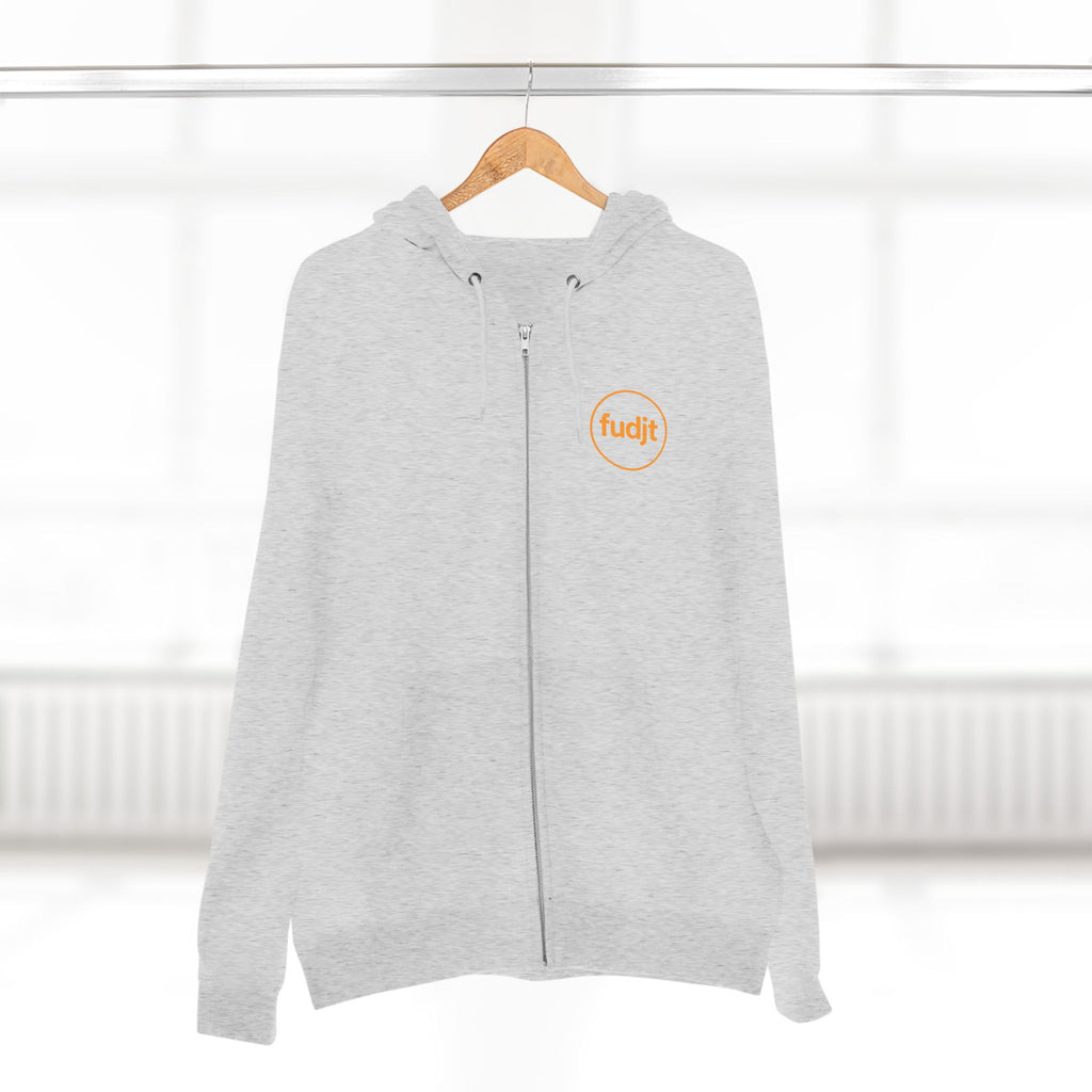 Orange fudjt Circle Zip Hoodie | Front & Back Graphic | 8 Colors