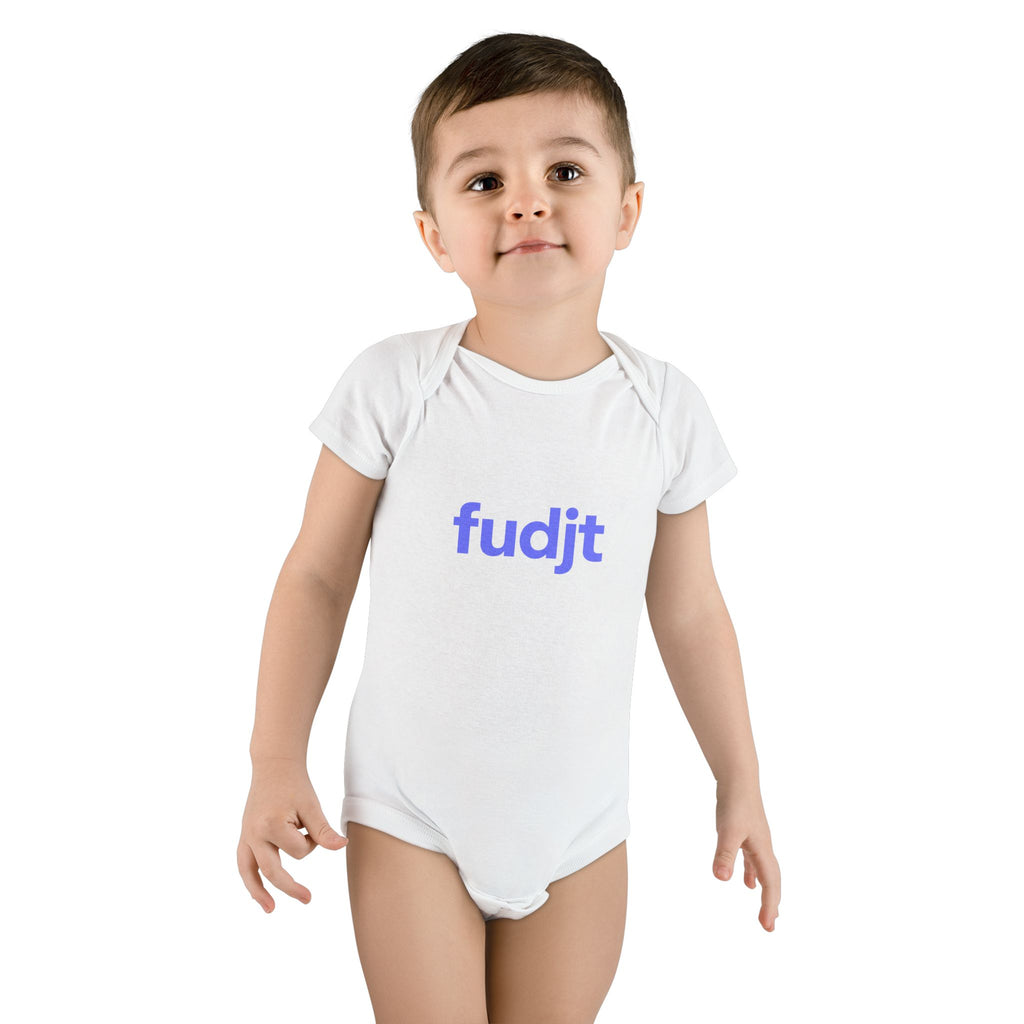 Organic Baby Onesie - Light Blue fudjt design
