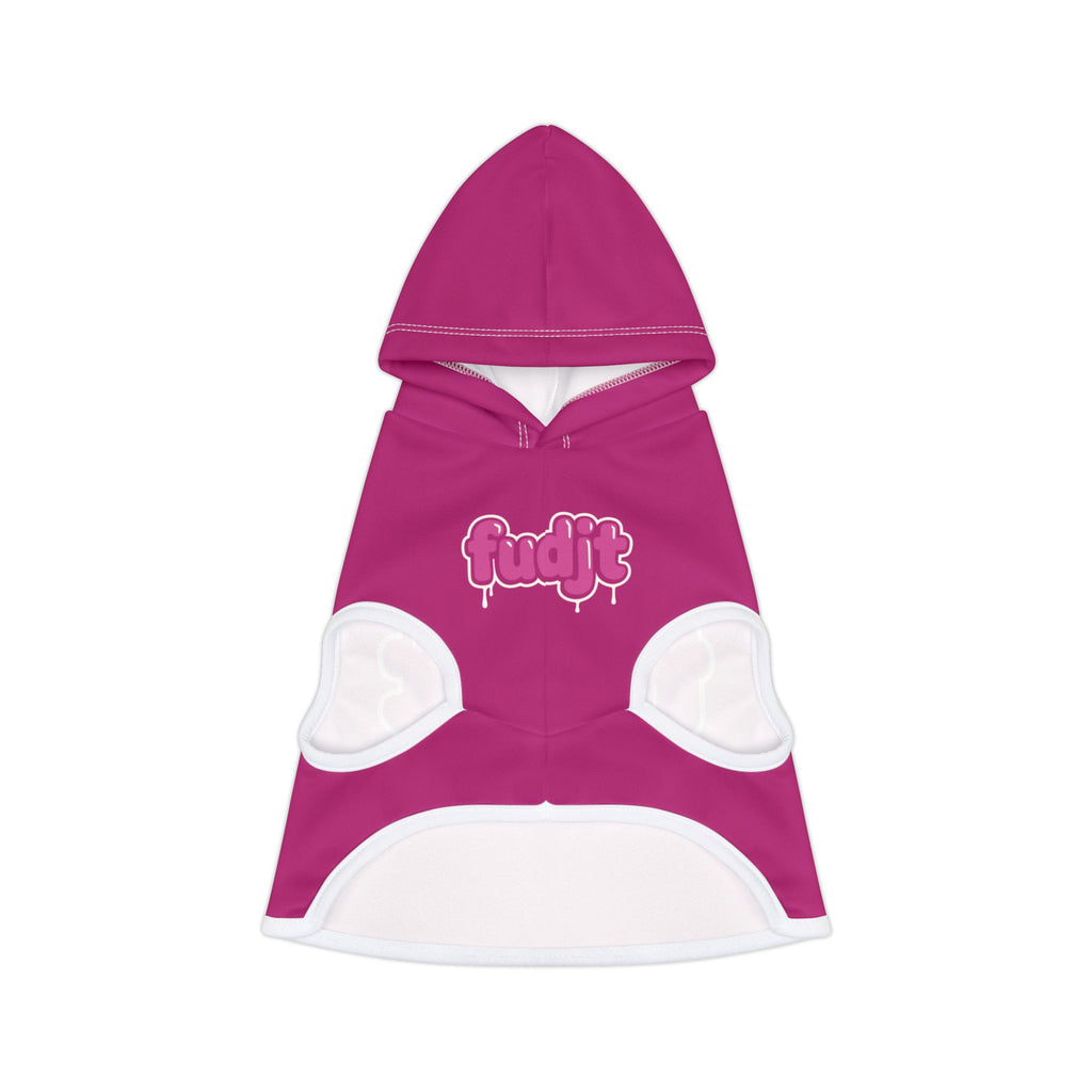 Pink fudjt Pet Hoodie with Pink Drip Design