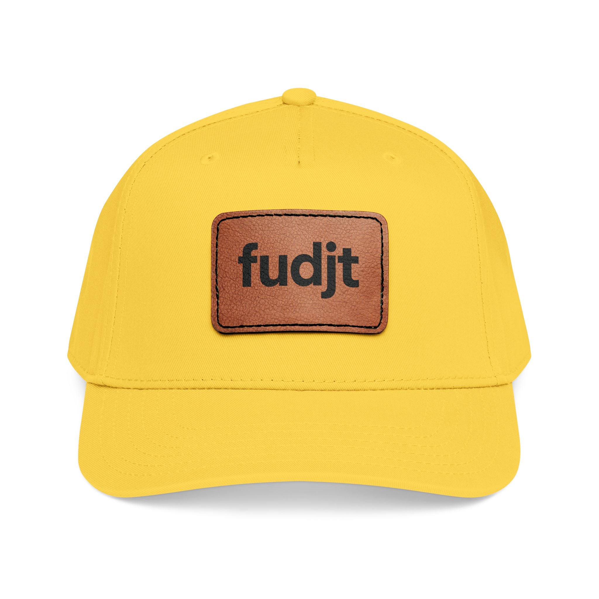 fudjt Leather Patch Baseball Cap — Mid Profile Trucker Hat | 14 Solid Colors