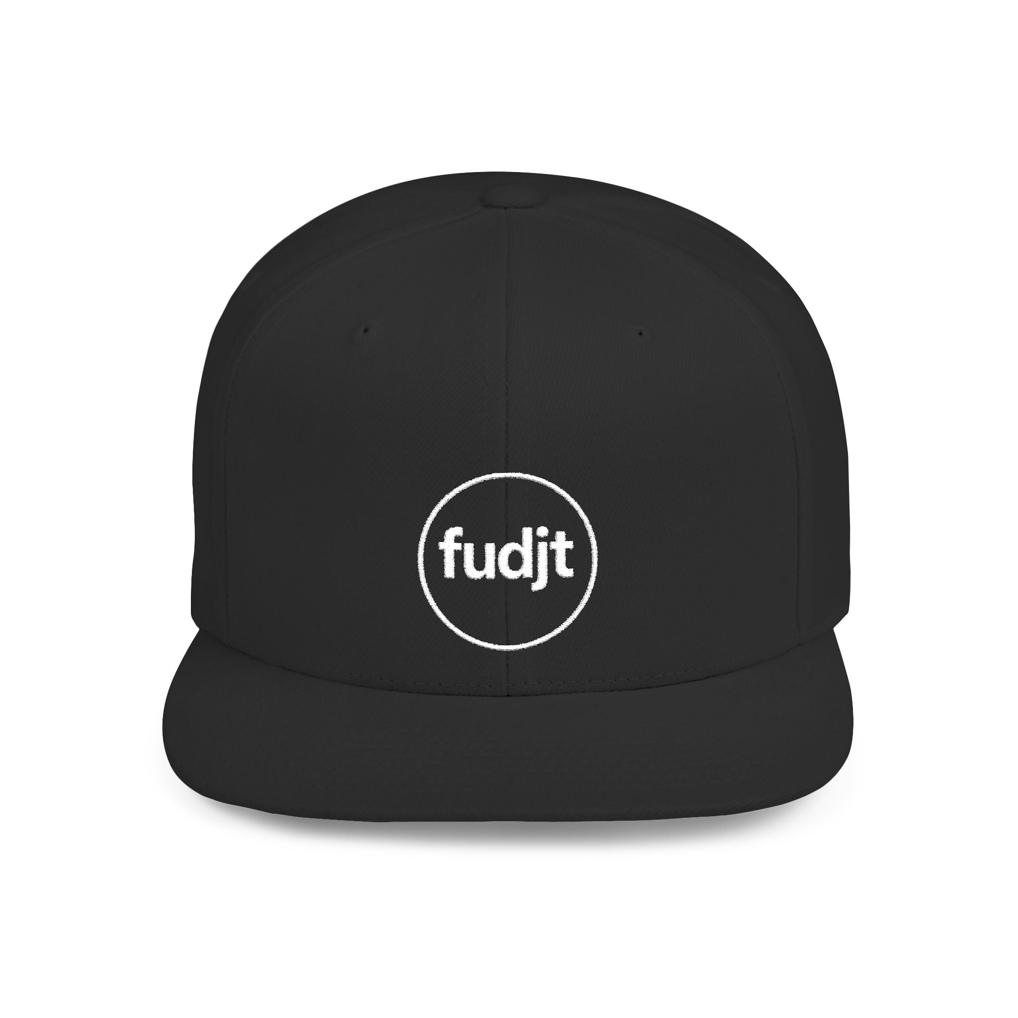 fudjt Circle Flat Bill Snapback Hat | White Embroidery |  14 Colors