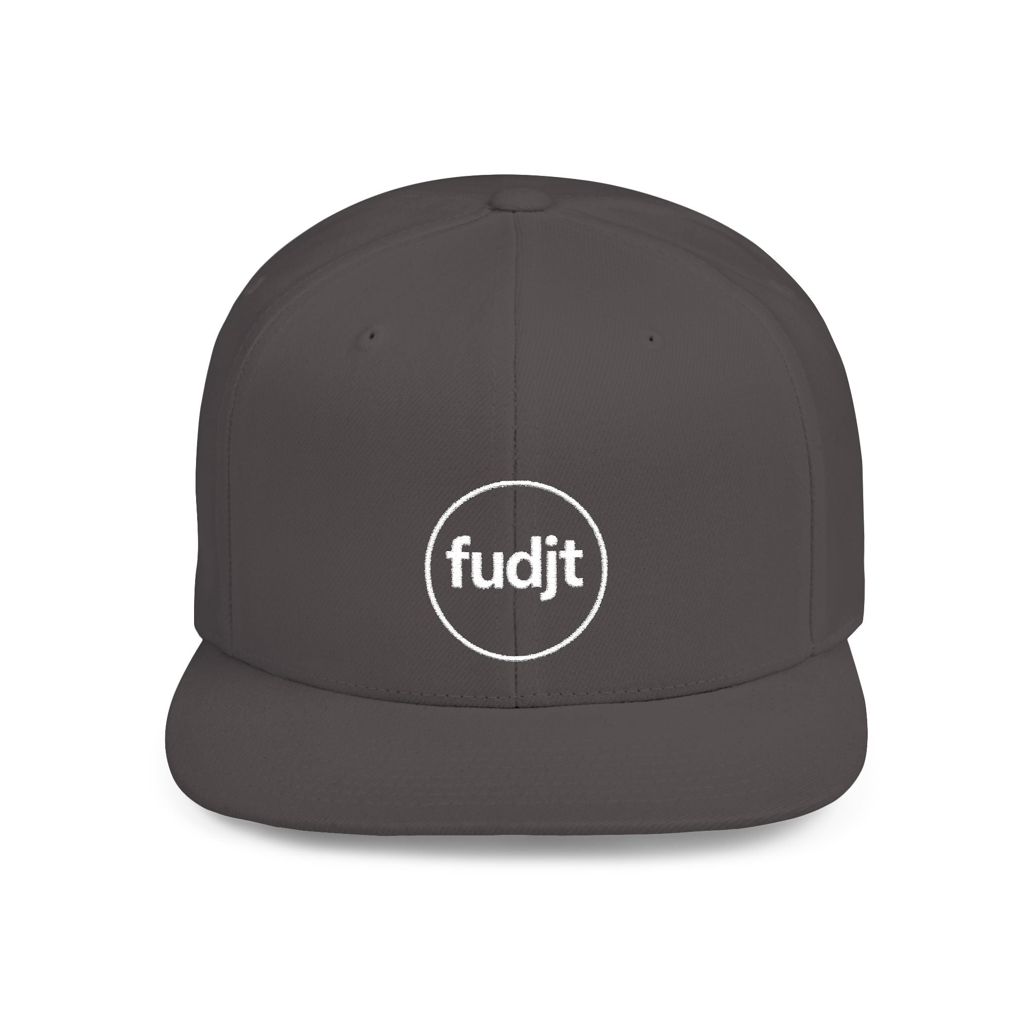fudjt Circle Flat Bill Snapback Hat | White Embroidery |  14 Colors