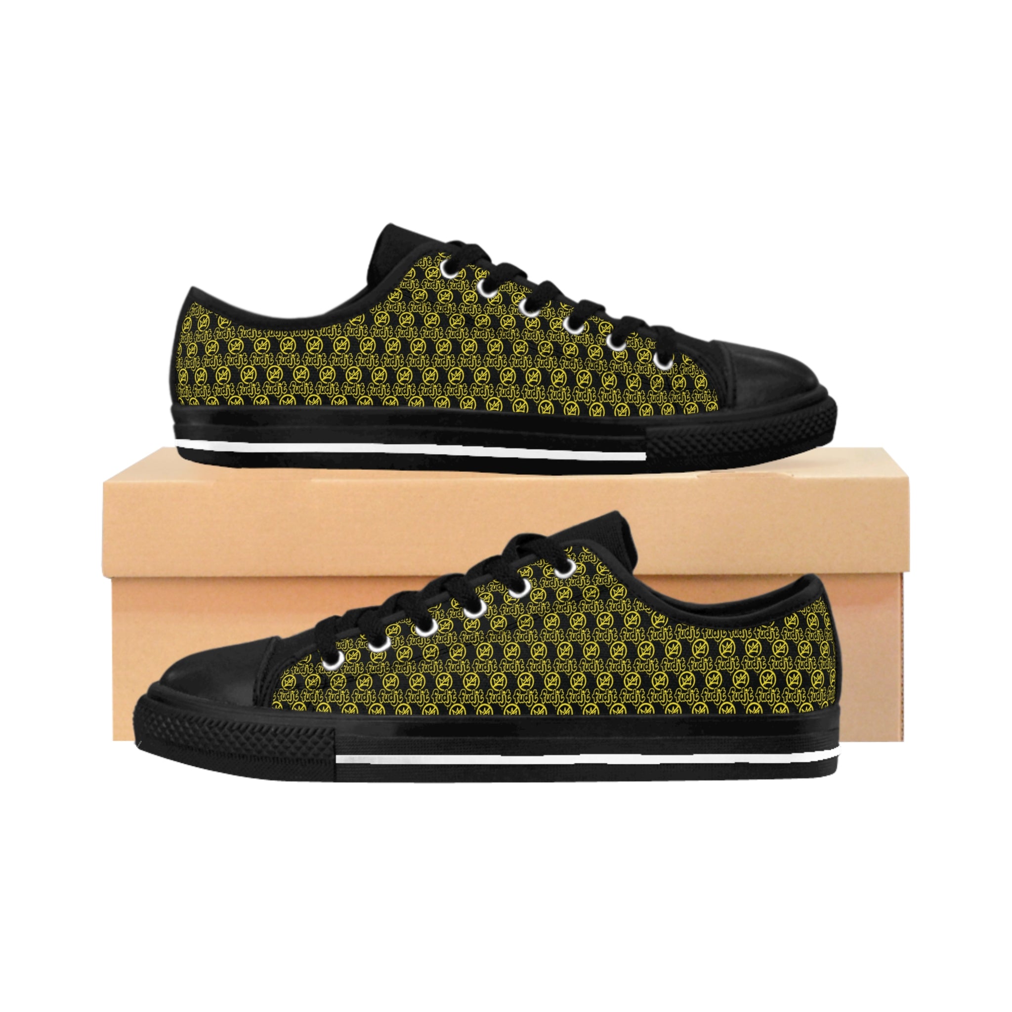 Black Golden fudjt No Kings Street Style Sneakers | Men & Boys All Over .5 Low Top