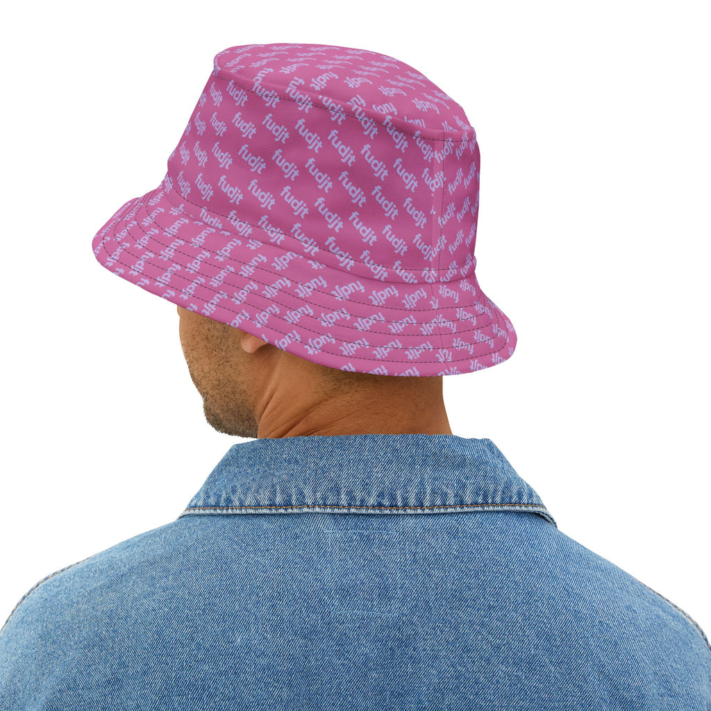 Trendy Lavender fudjt All Over on Pink Bucket Hat