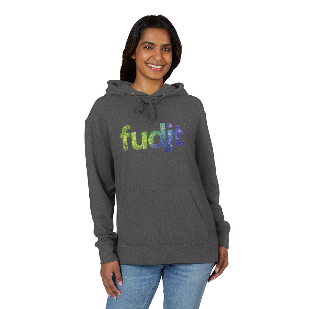 fudjt Galaxy French Terry Hoodie | Colorful Space Text | 6 Colors