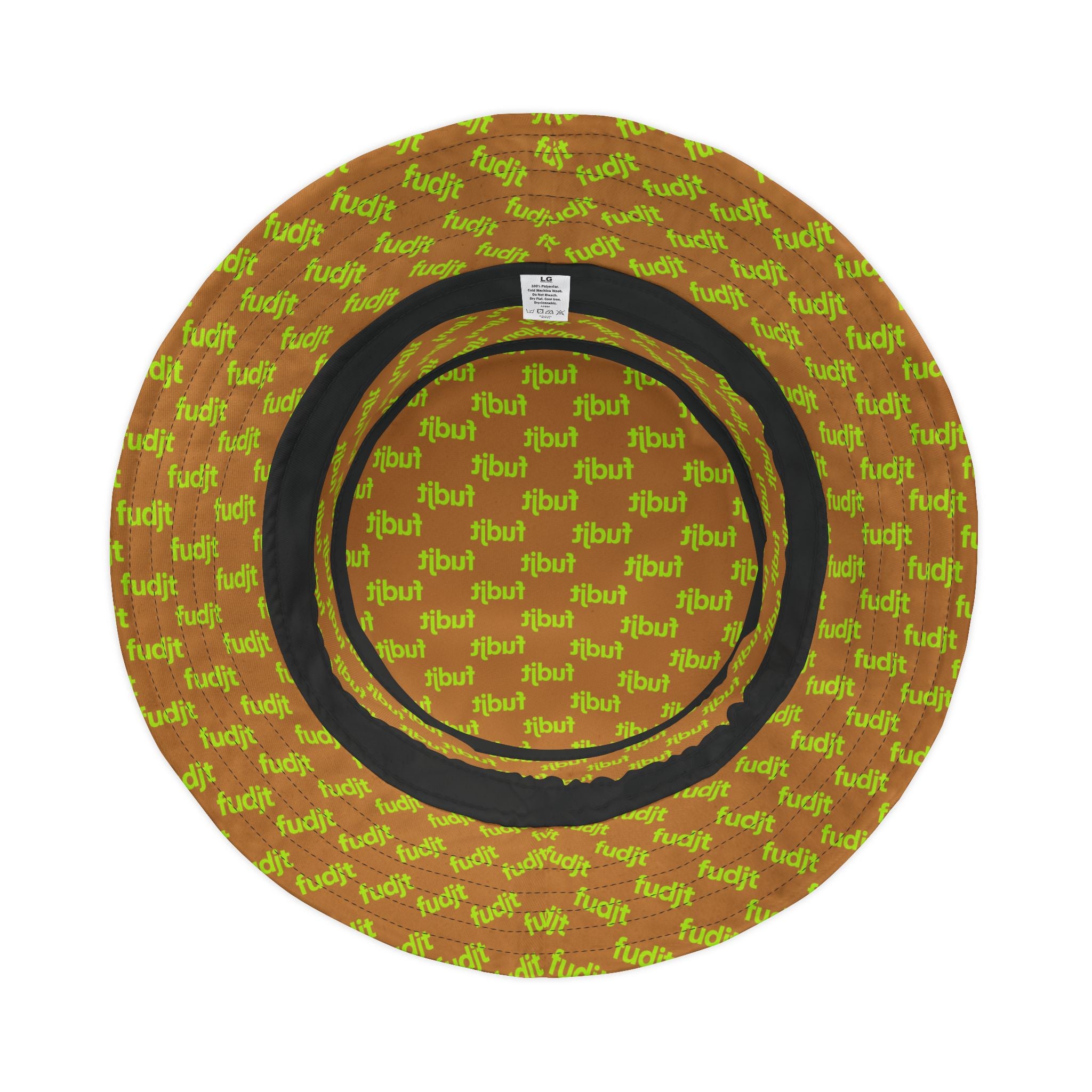 Trendy Lime Green fudjt All Over on Light Brown Bucket Hat