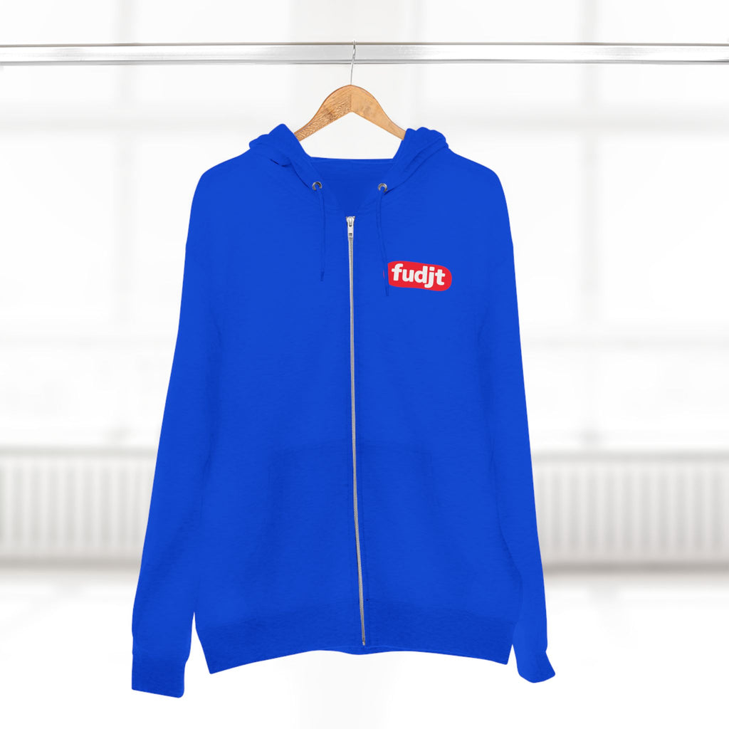 fudjt Anti-Supremacy Red Badge Zip Hoodie | Front & Back Graphic | 8 Colors