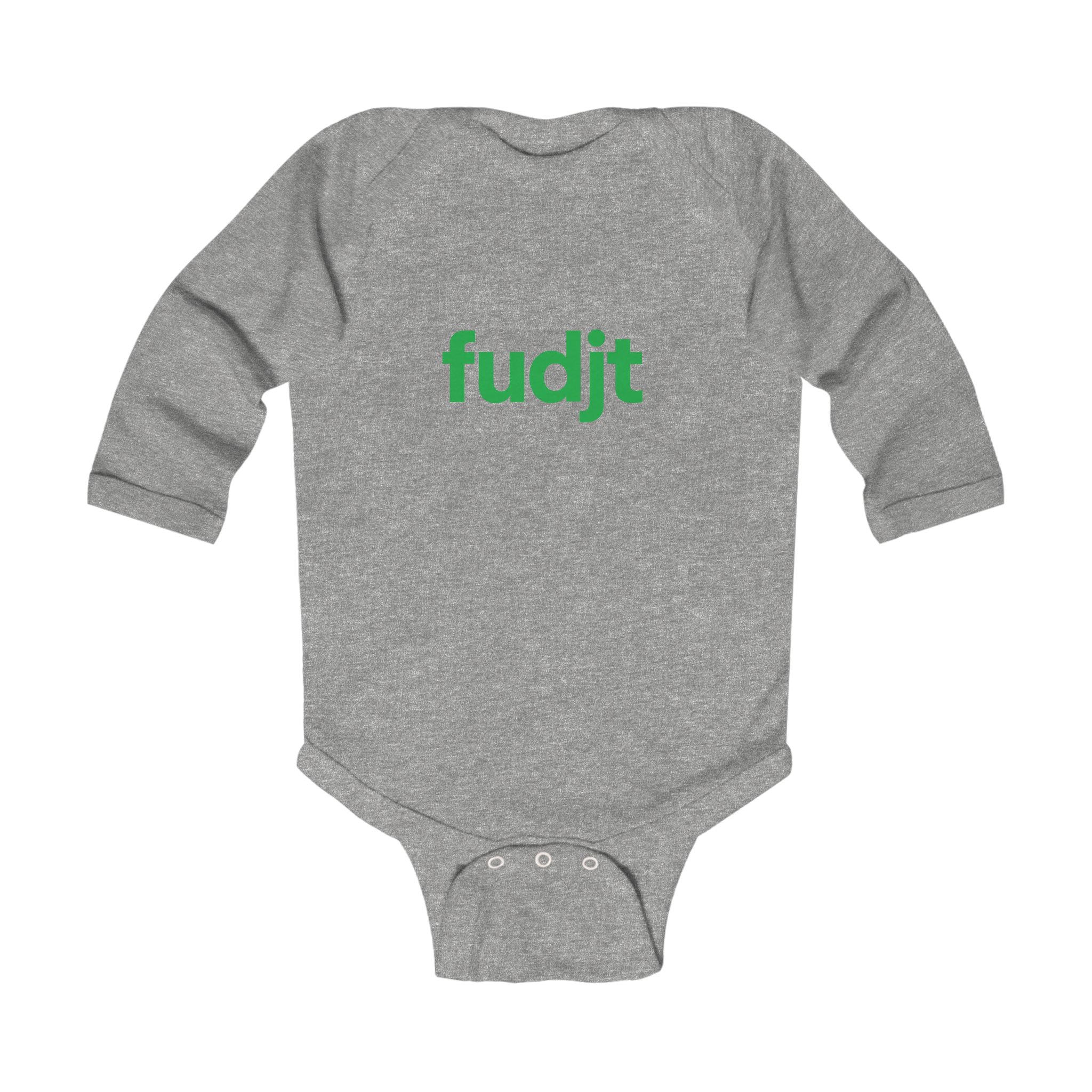 fudjt Baby - Long Sleeve Bodysuit with Green logo - Cute Onesie | 7 Colors