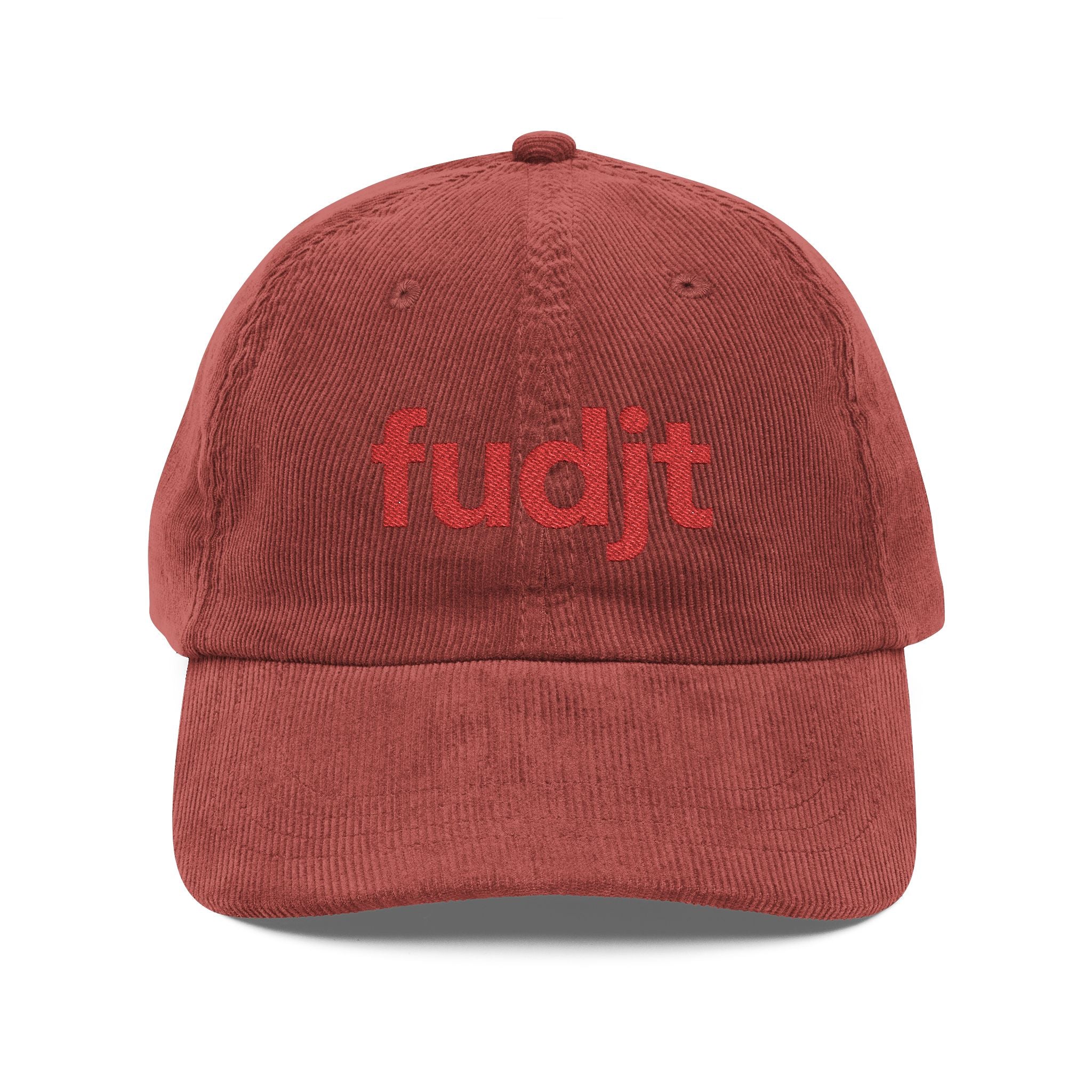 Vintage Corduroy Cap with Red fudjt Embroidery | 5 Colors