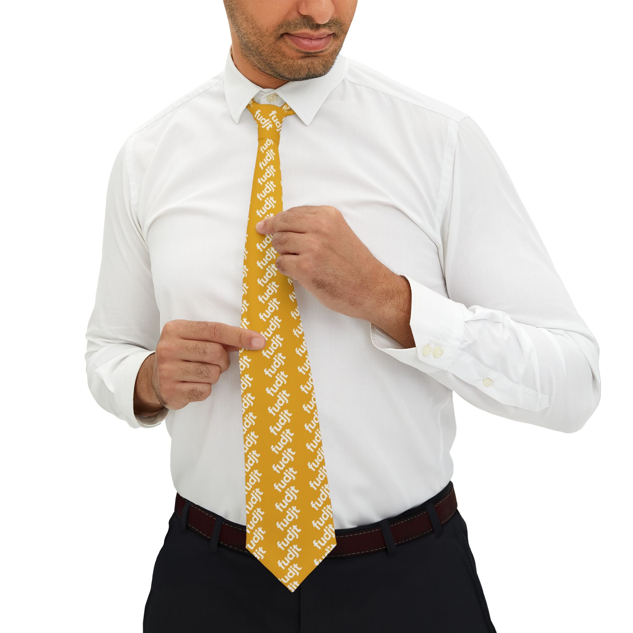 Yellow White fudjt 45-50 Fine Necktie