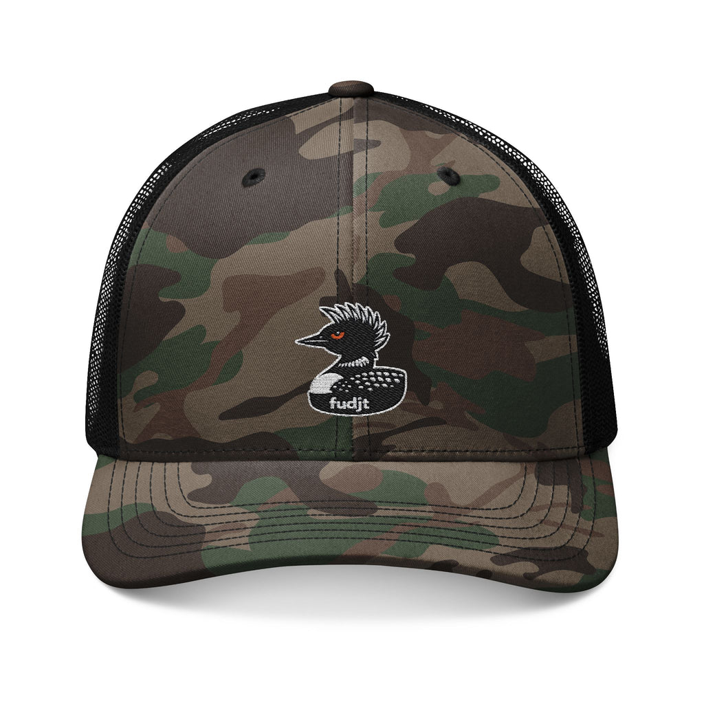 Camouflage Trucker Hat with fudjt Rebel Loon Decoy Embroidery | 3 Colors