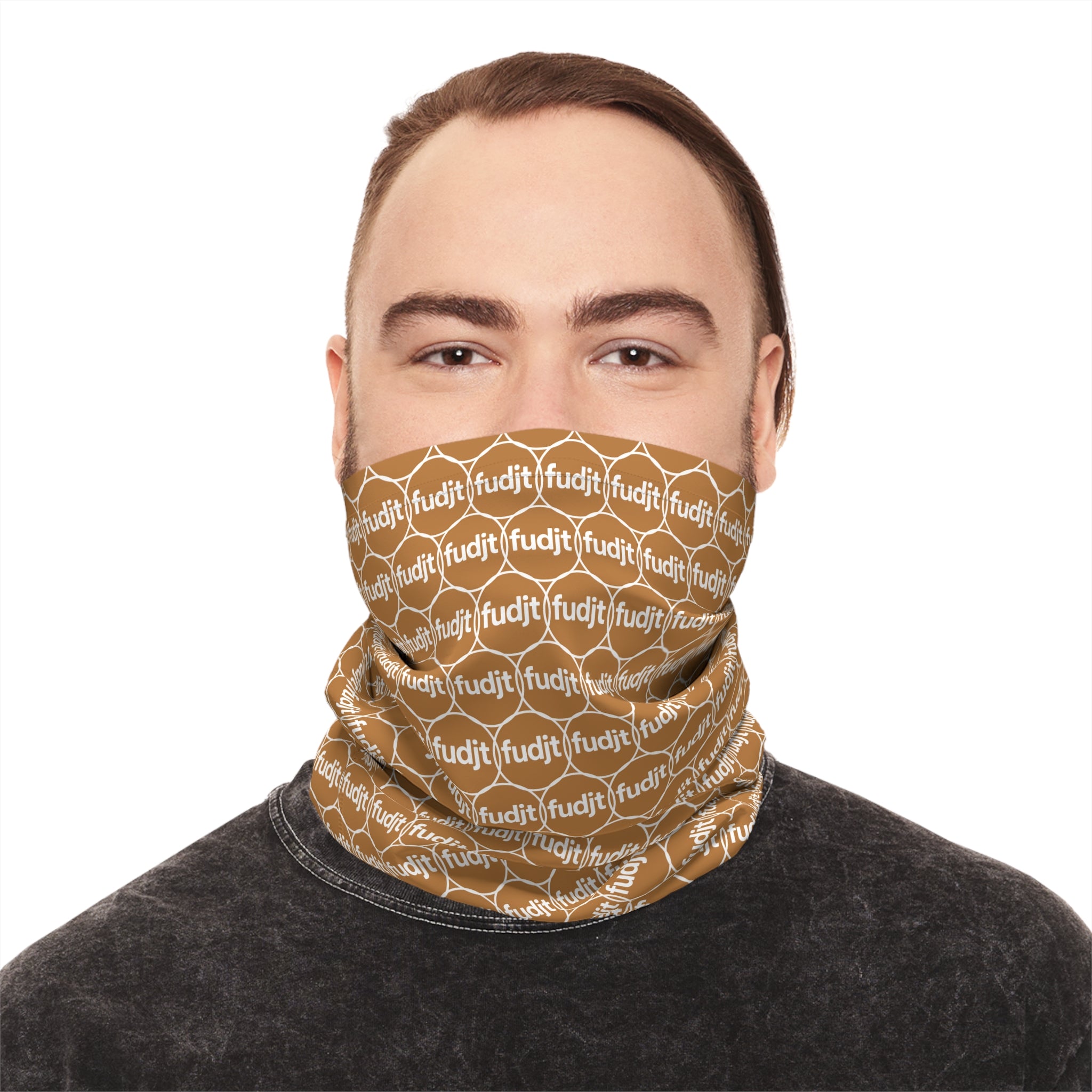Light Brown & White fudjt Unbroken Chain 1.25 Neck Gaiter