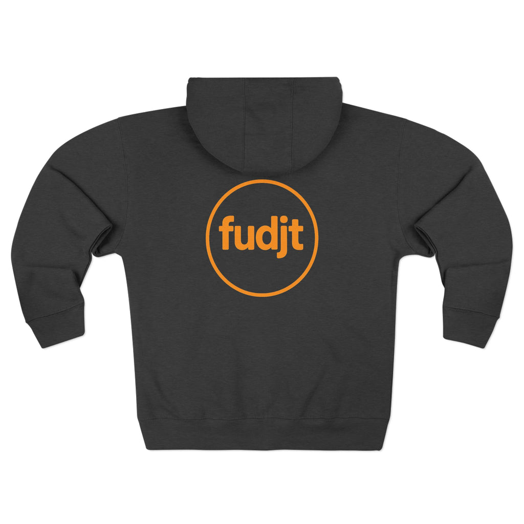 Orange fudjt Circle Zip Hoodie | Front & Back Graphic | 9 Colors