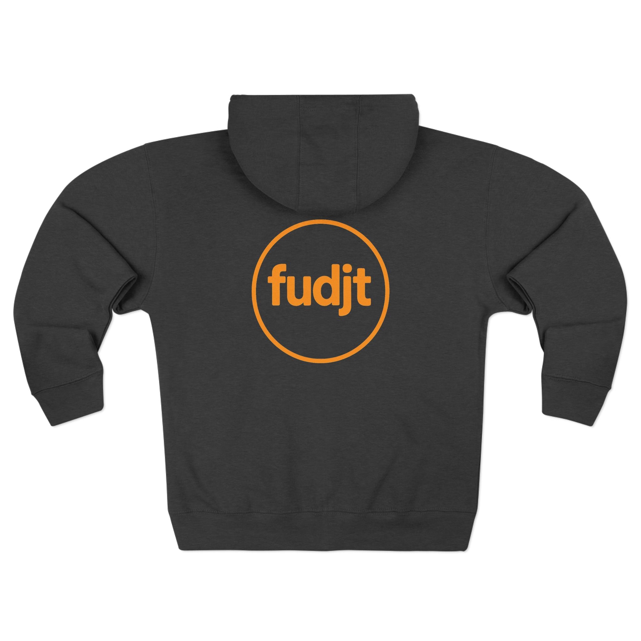 Orange fudjt Circle Zip Hoodie | Front & Back Graphic | 9 Colors