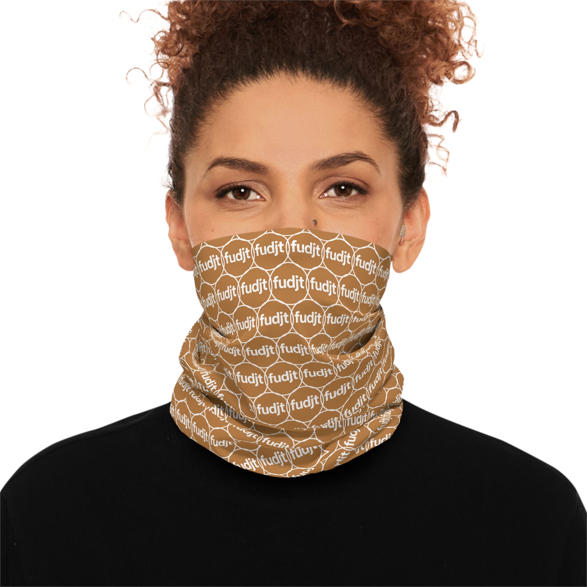 Light Brown & White fudjt Unbroken Chain 1.25 Neck Gaiter