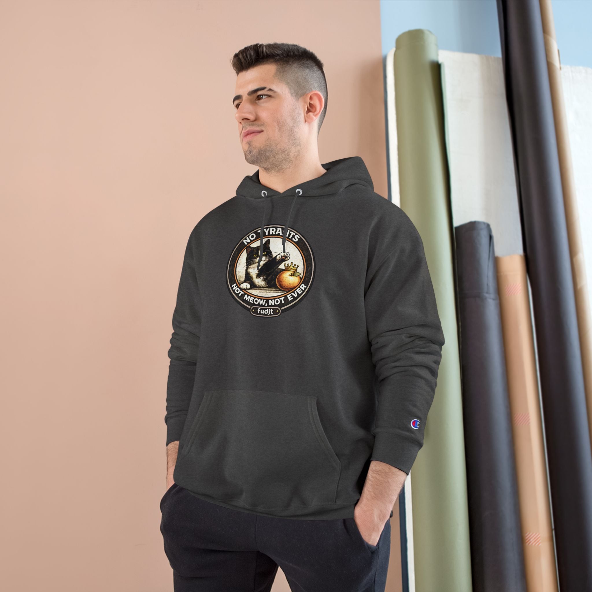 Fascists Get Scratches / No Tyrants Champion Cat Hoodie | Front & Back Graphics | 7 Colors