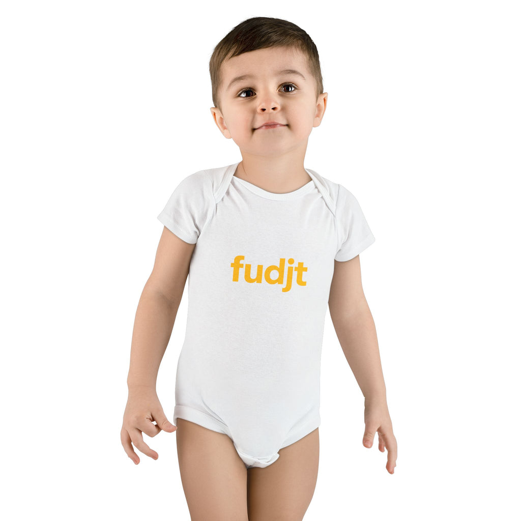 Organic Baby Onesie - Gold fudjt design
