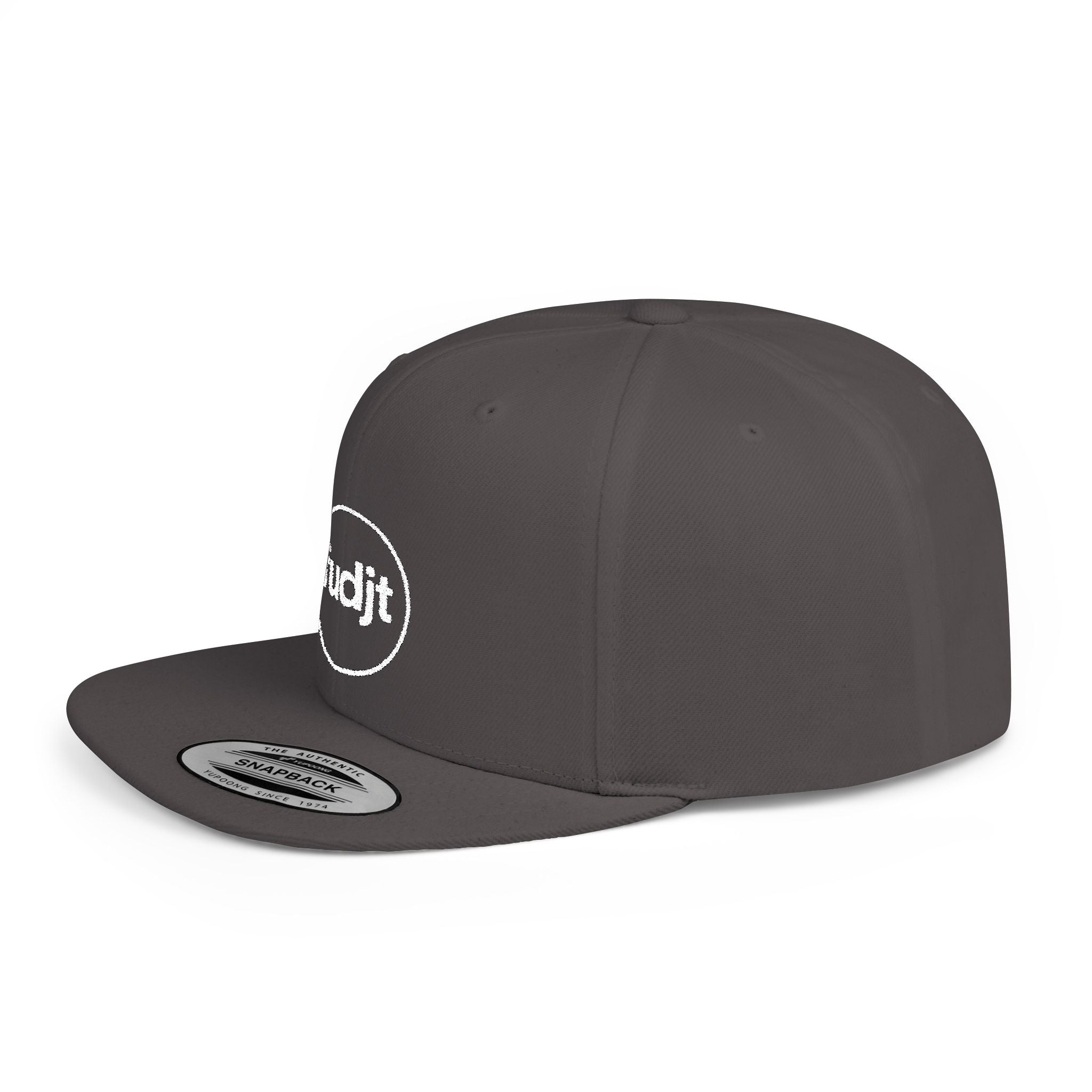 fudjt Circle Flat Bill Snapback Hat | White Embroidery |  14 Colors