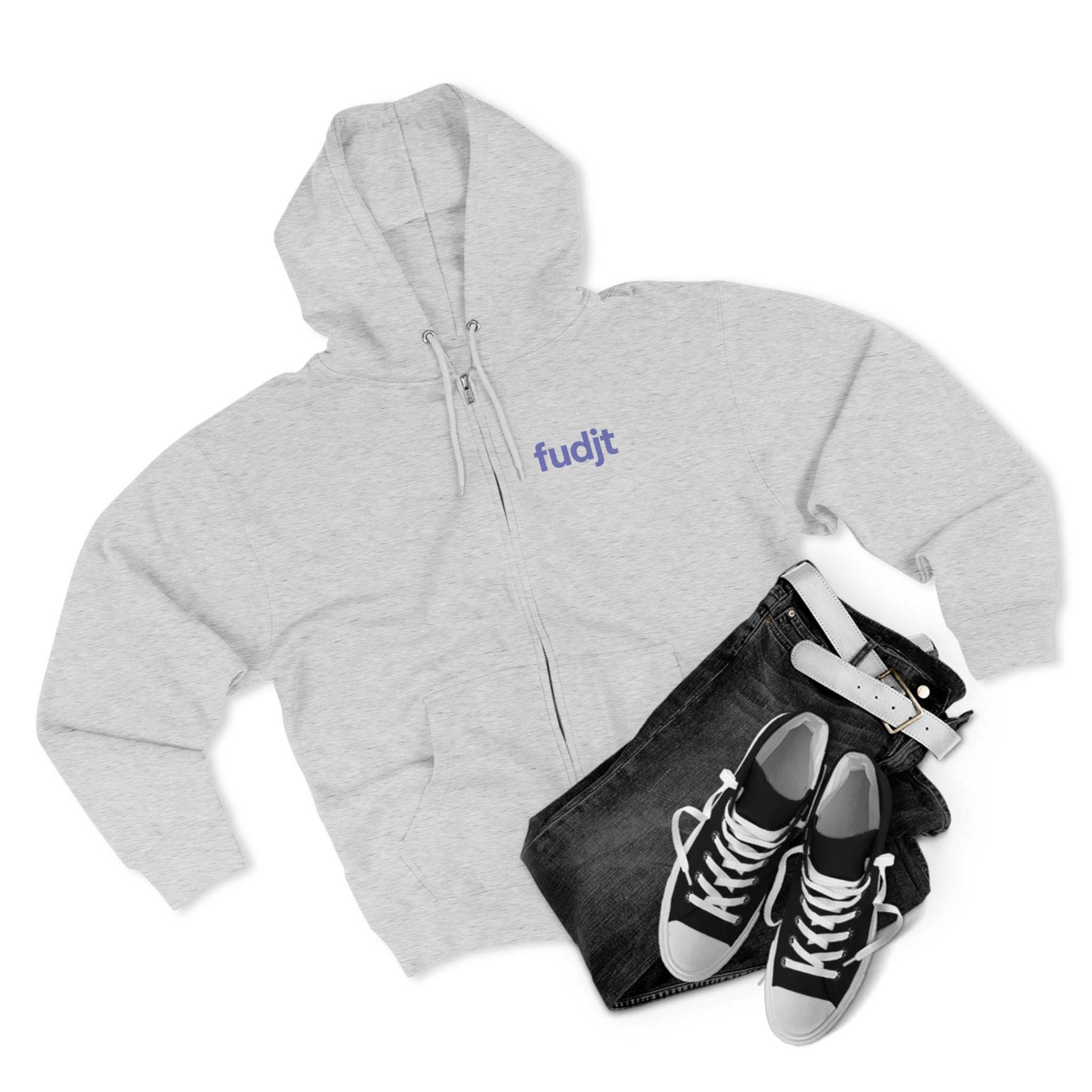 Zip Hoodie with Bigfoot Rising Backside + Light Blue fudjt on Front | 8 Colors