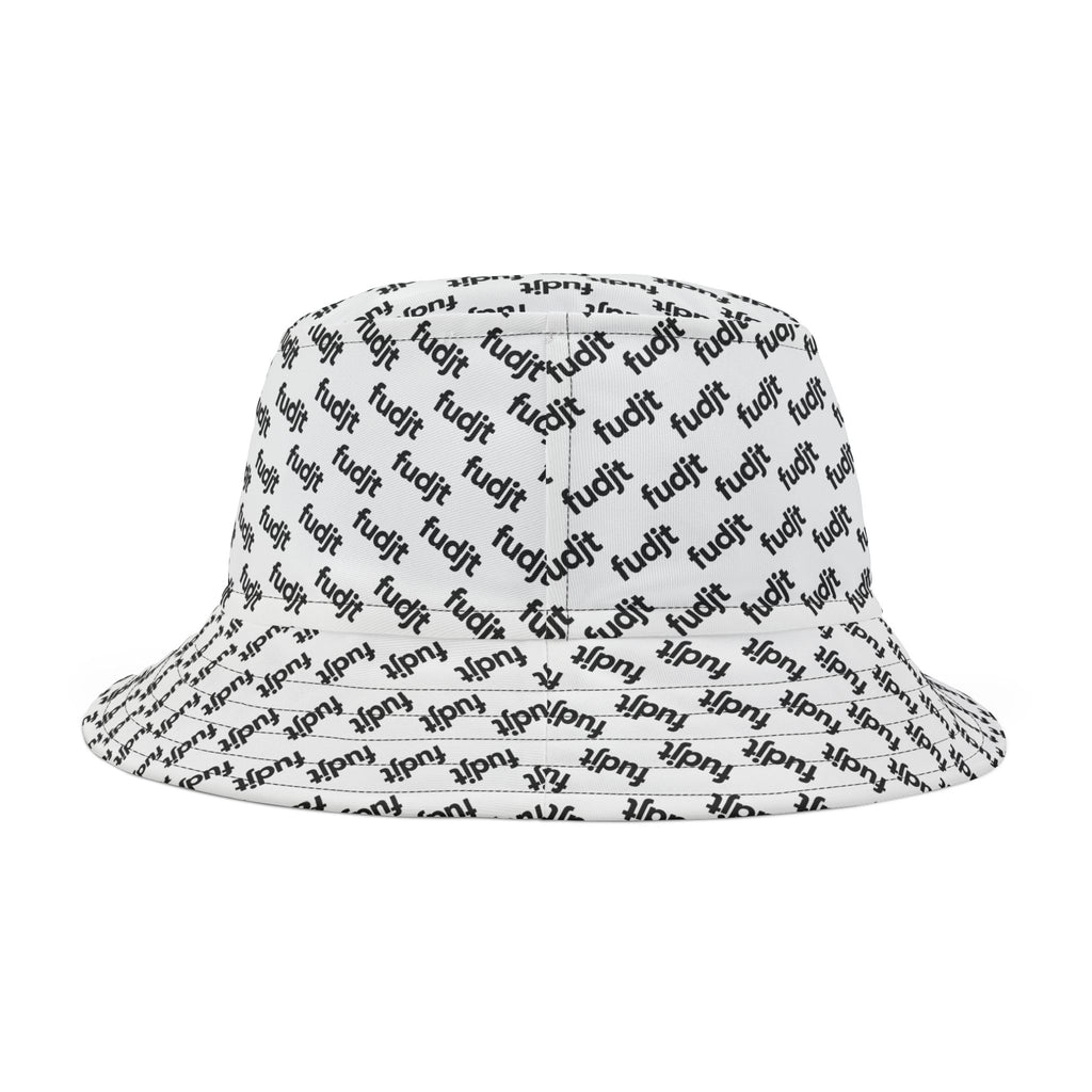 Trendy Black fudjt All Over White Bucket Hat
