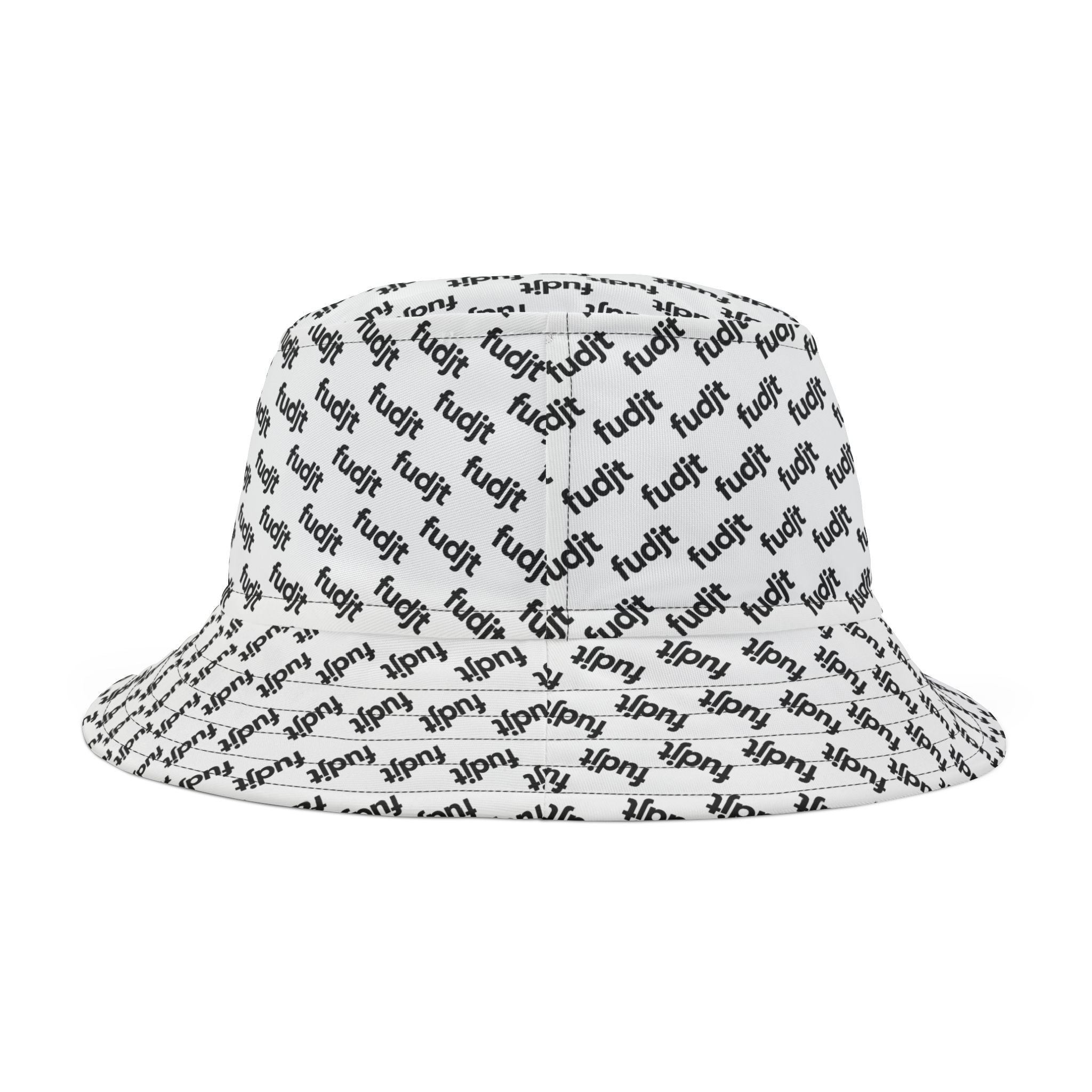 Trendy Black fudjt All Over White Bucket Hat