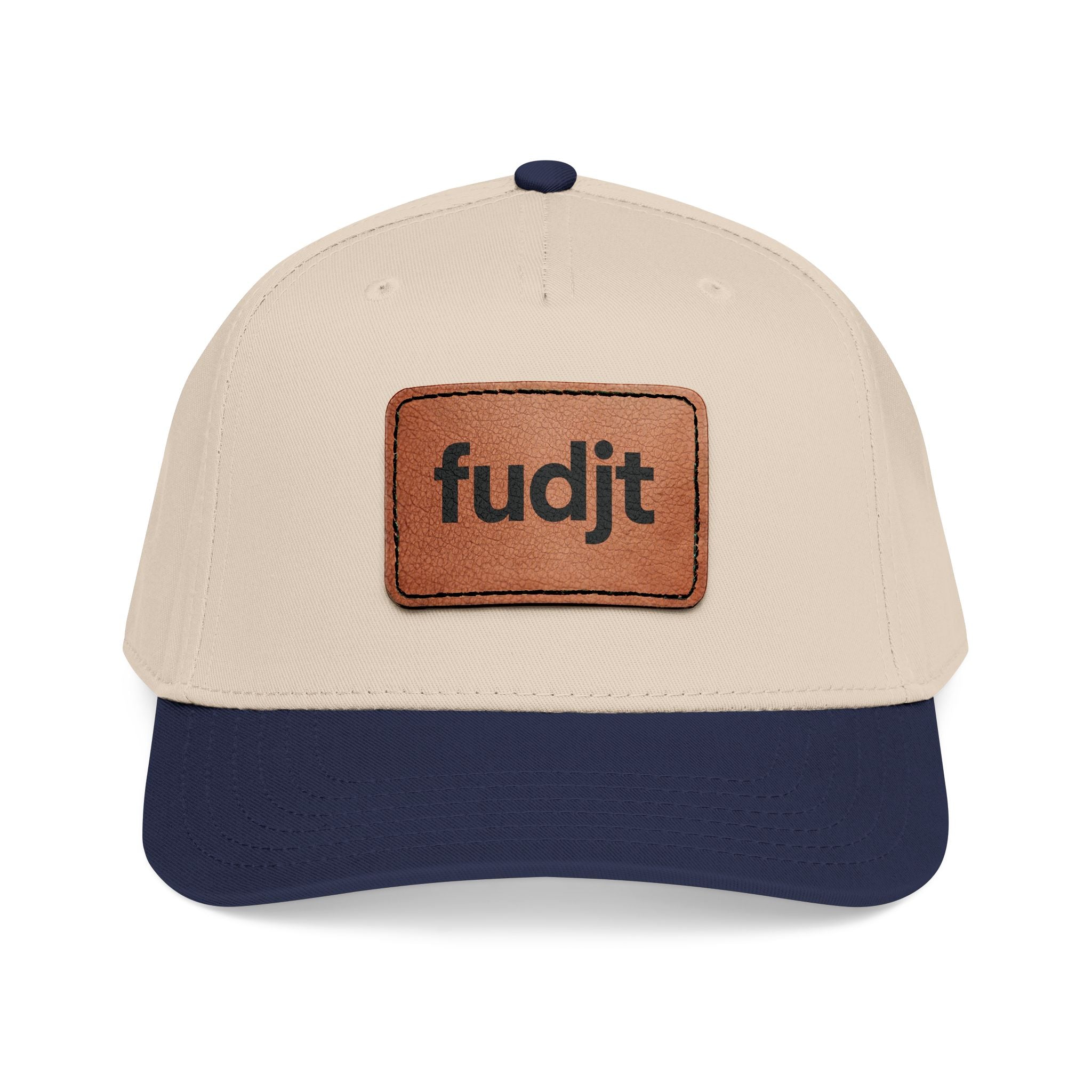 fudjt Leather Patch Baseball Cap — Mid Profile Trucker Hat | 30 Two-Tone Colors