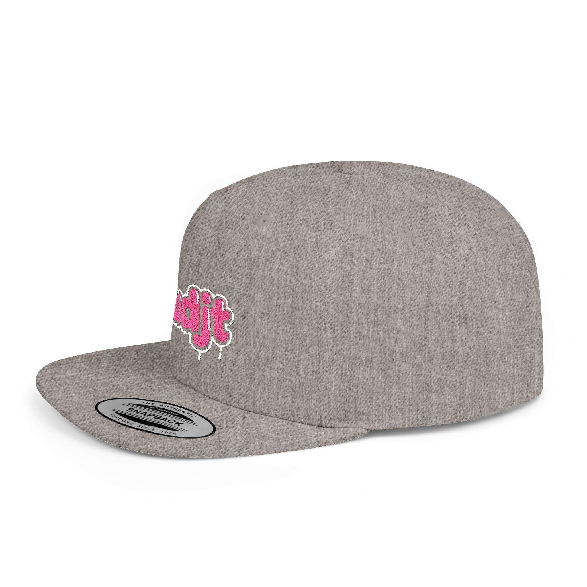 fudjt Flat Bill Snapback Hat | Pink Drip Embroidery |  13 Colors