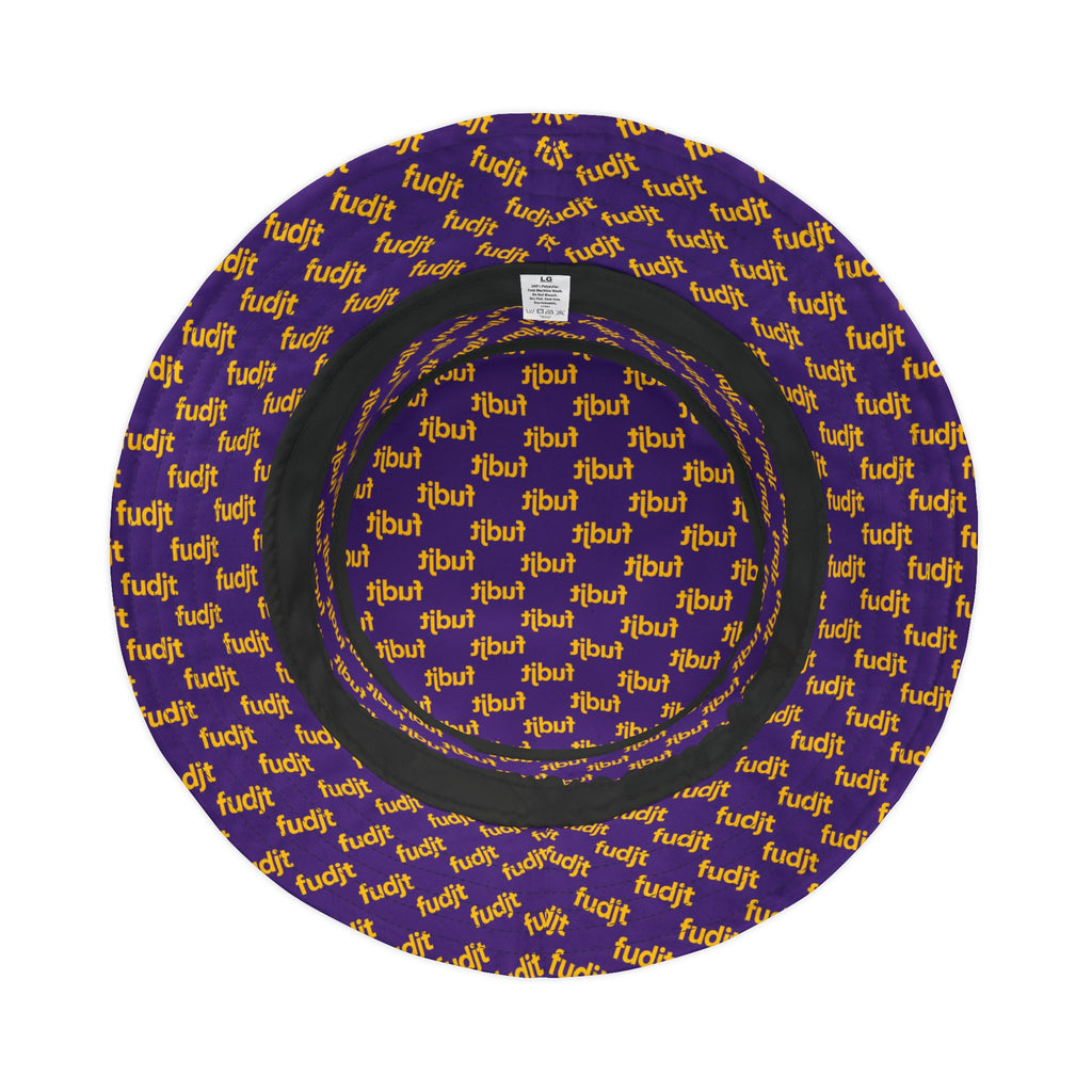 Trendy Yellow fudjt All Over on Purple Bucket Hat