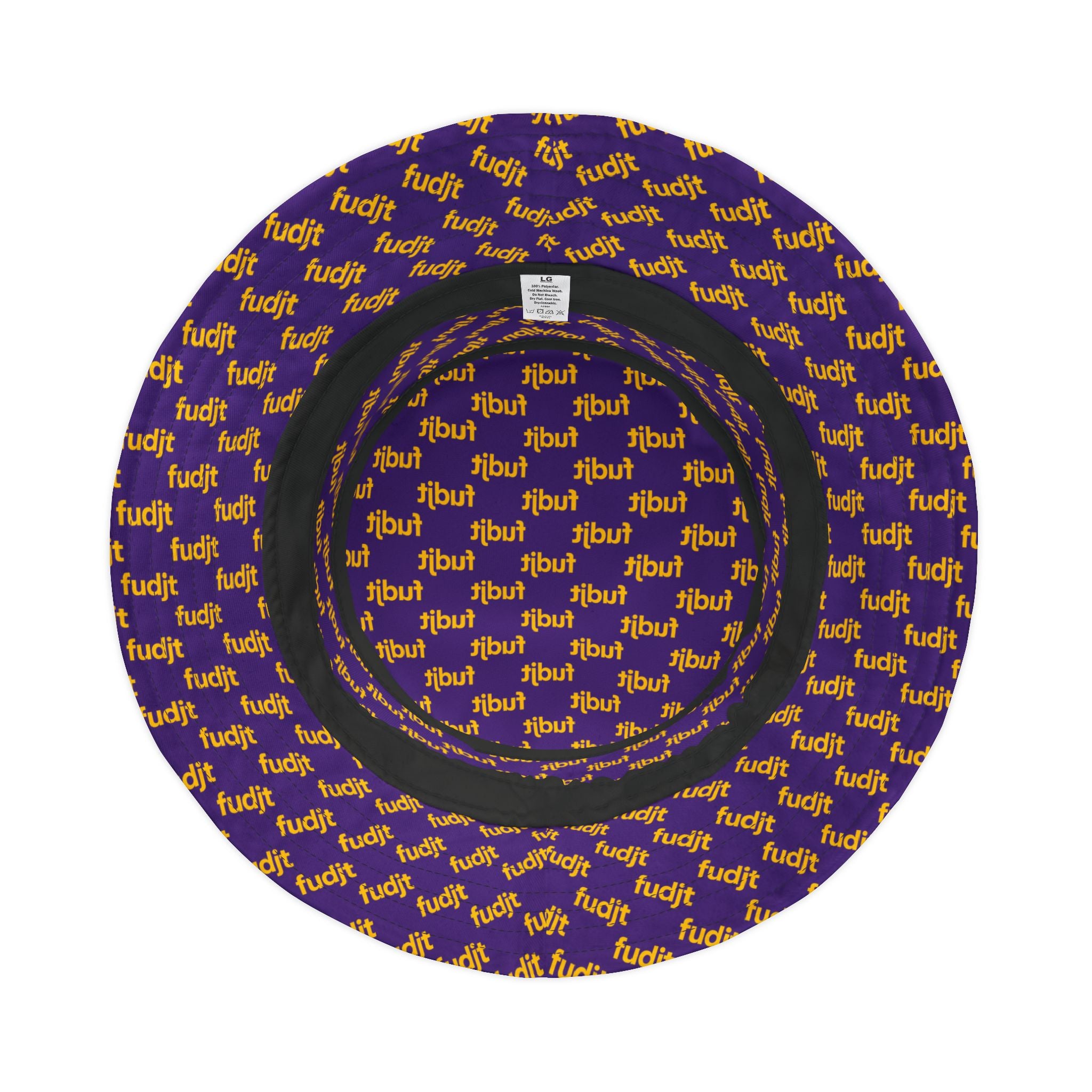 Trendy Yellow fudjt All Over on Purple Bucket Hat