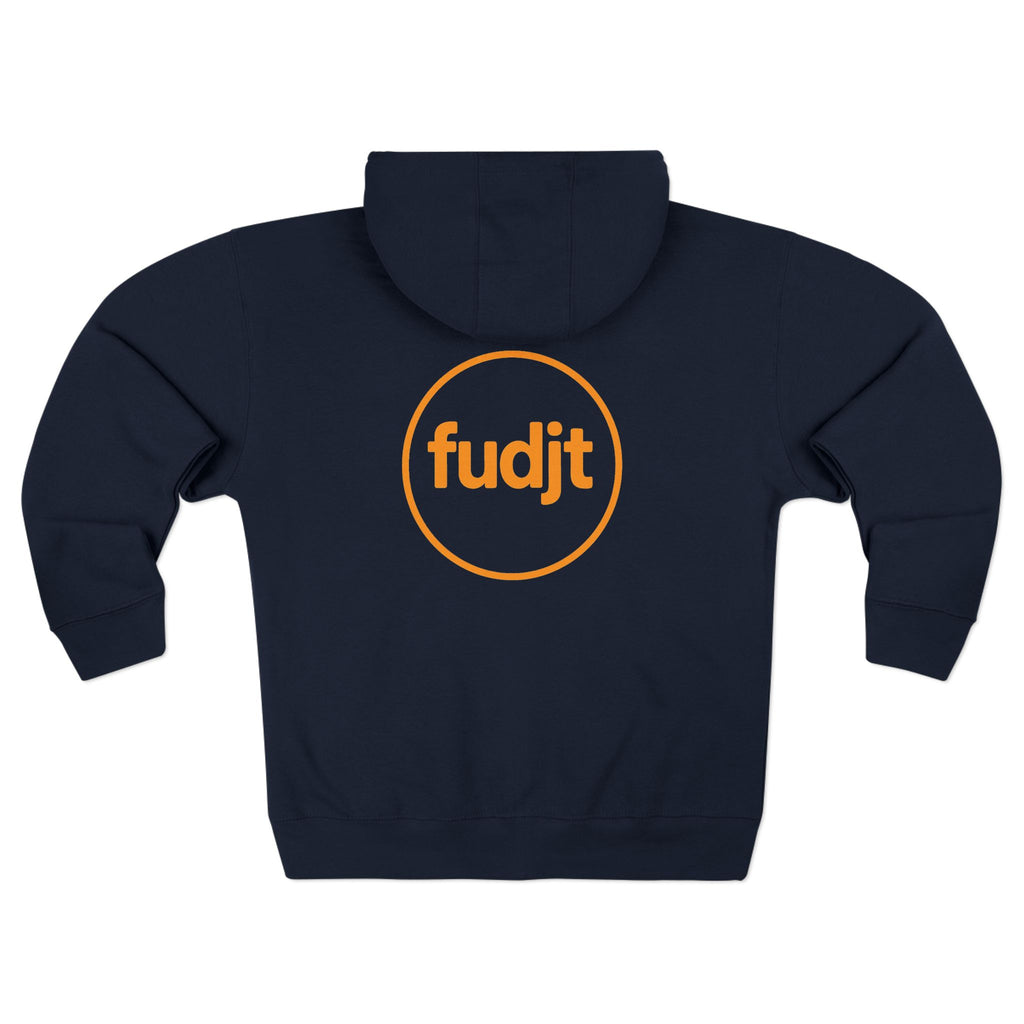 Orange fudjt Circle Zip Hoodie | Front & Back Graphic | 9 Colors