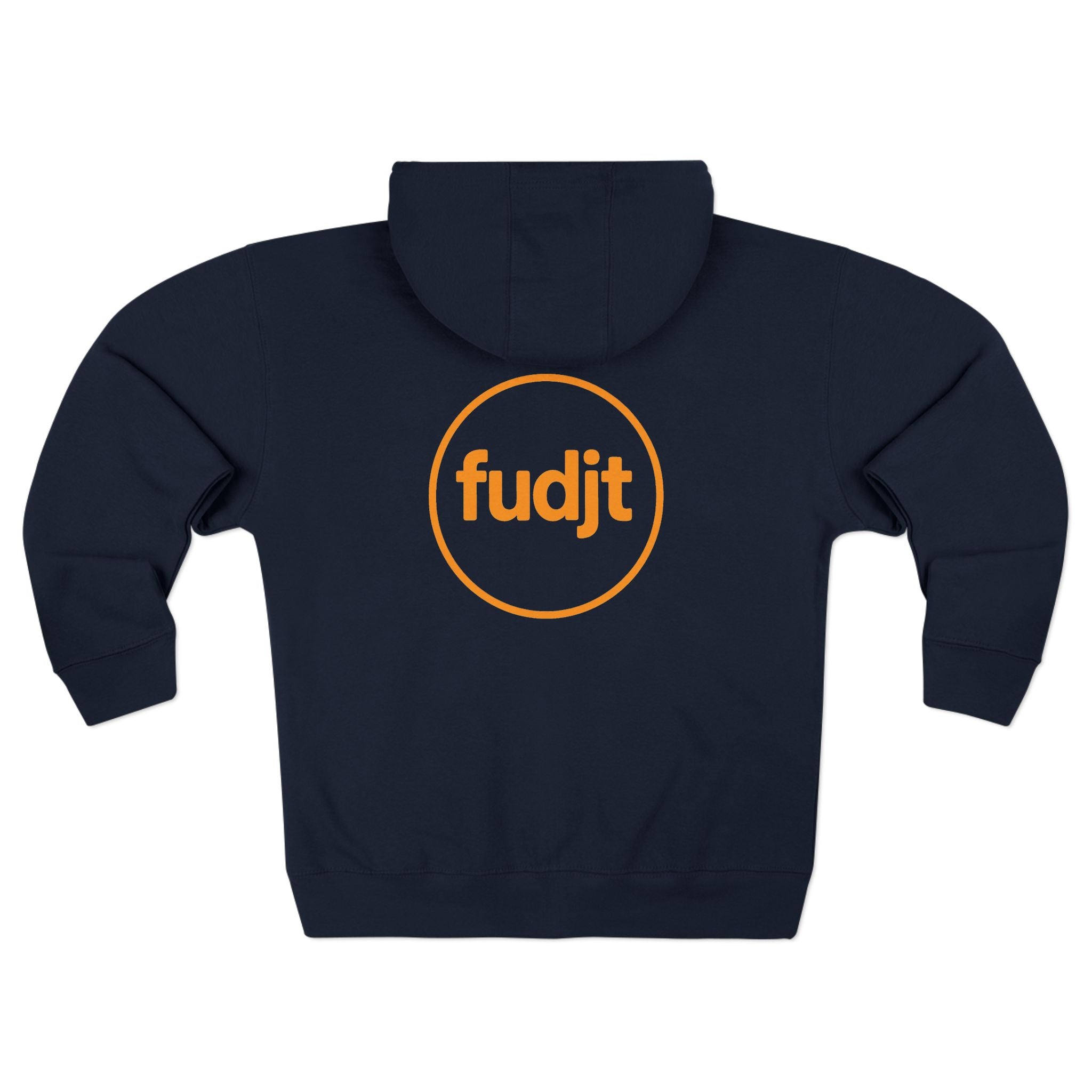 Orange fudjt Circle Zip Hoodie | Front & Back Graphic | 9 Colors