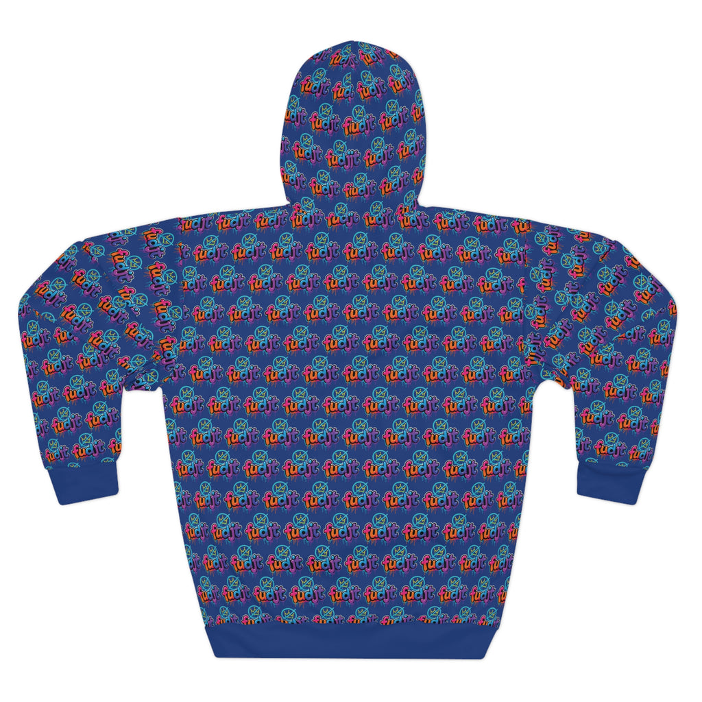 fudjt No Kings Clown Town Hoodie | All Over Dark Blue 2.5
