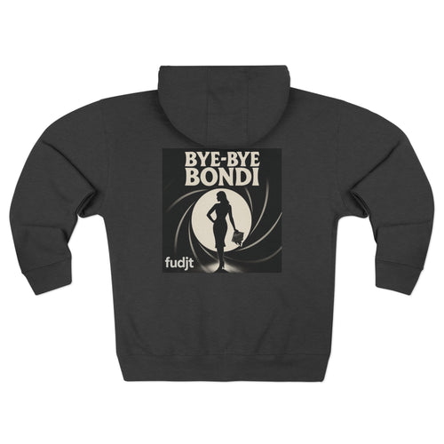 Bye-Bye Bondi | Black Square fudjt Circle Front, Smoke Screen Retro Backside Zip Hoodie | 8 Colors