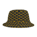 Trendy Yellow fudjt All Over on Black Bucket Hat