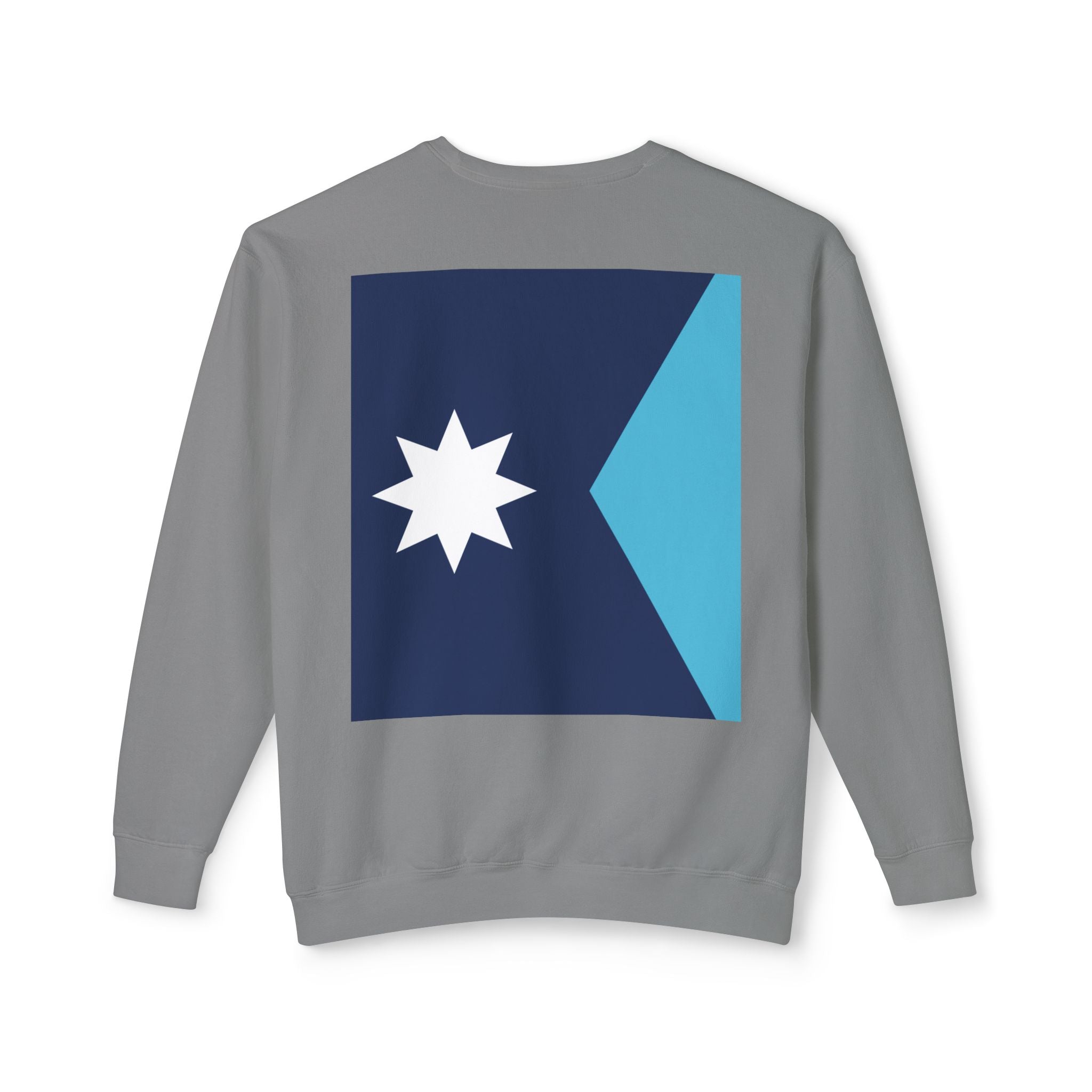 #BEGOOD Crewneck Sweatshirt — Blue Star Graphic Backside, Premium Casual Pullover | 7 Colors