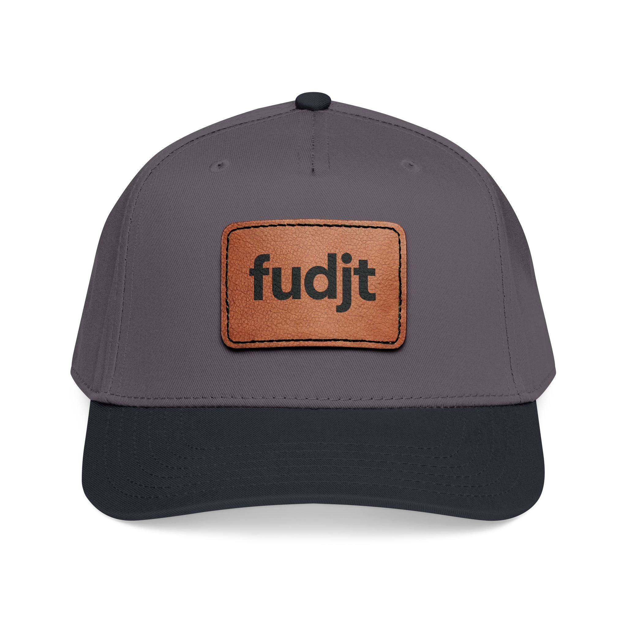 fudjt Leather Patch Baseball Cap — Mid Profile Trucker Hat | 30 Two-Tone Colors