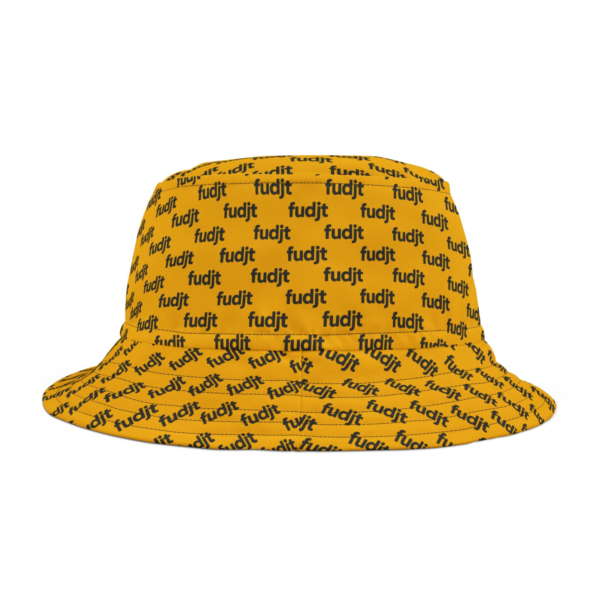 Trendy Black fudjt All Over Yellow Bucket Hat