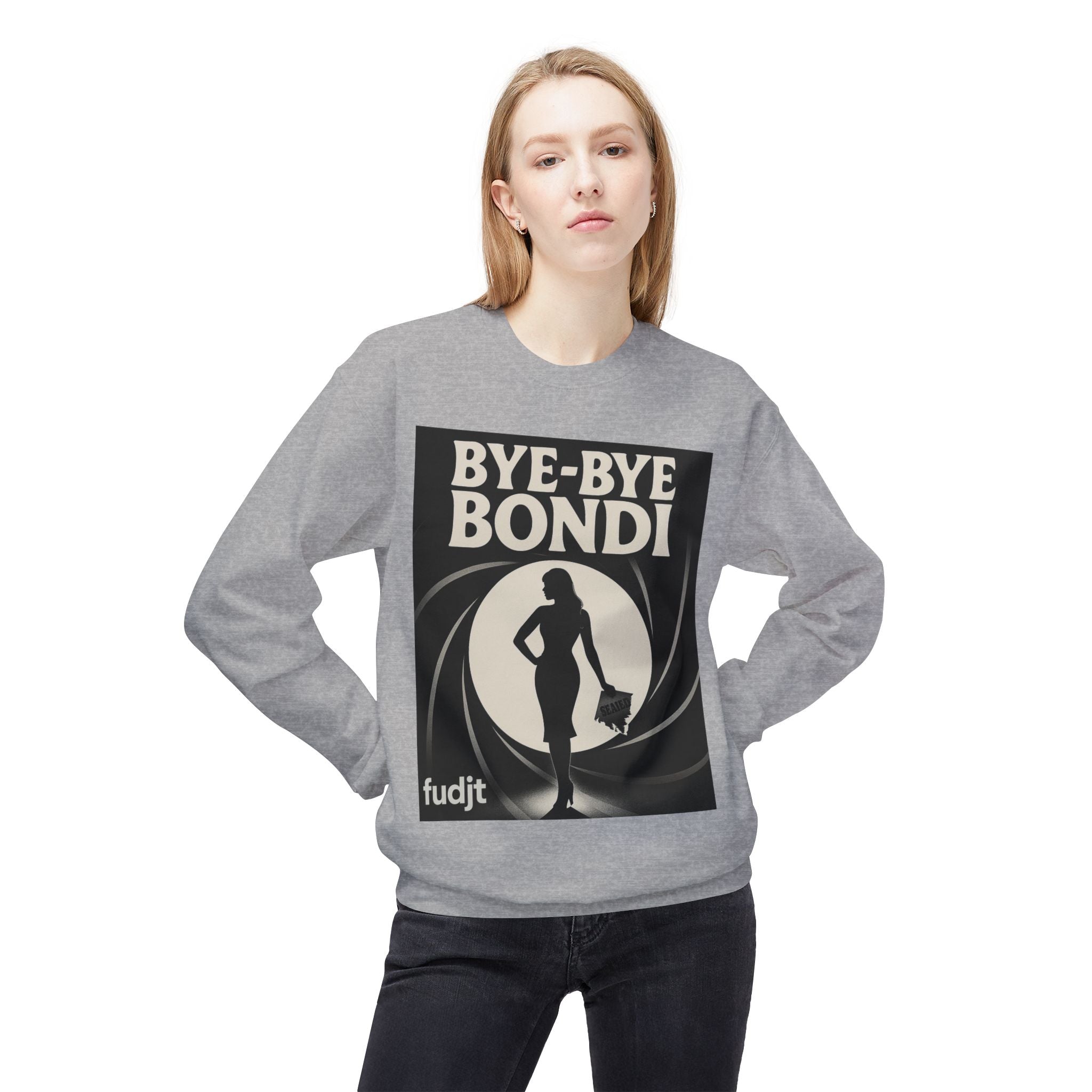 BYE-BYE BONDI | Black Smoke Screen Retro Fudjt Crewneck Sweatshirt | 14 Colors