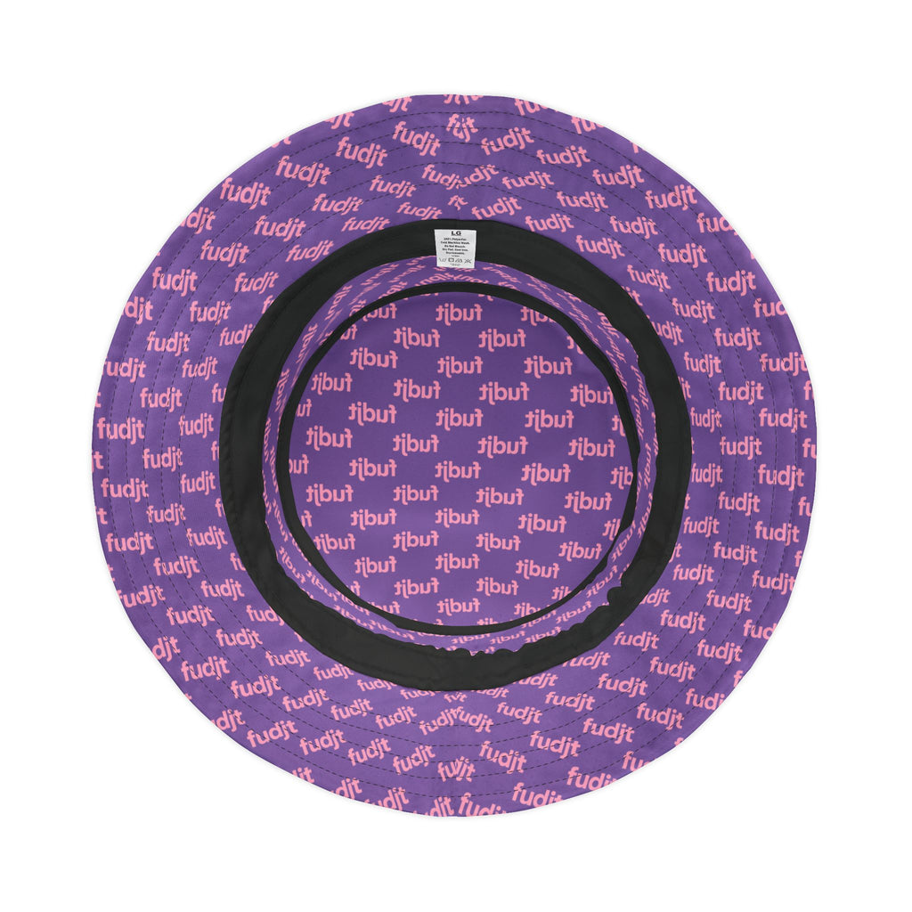 Trendy Pink fudjt All Over on Light Purple Bucket Hat