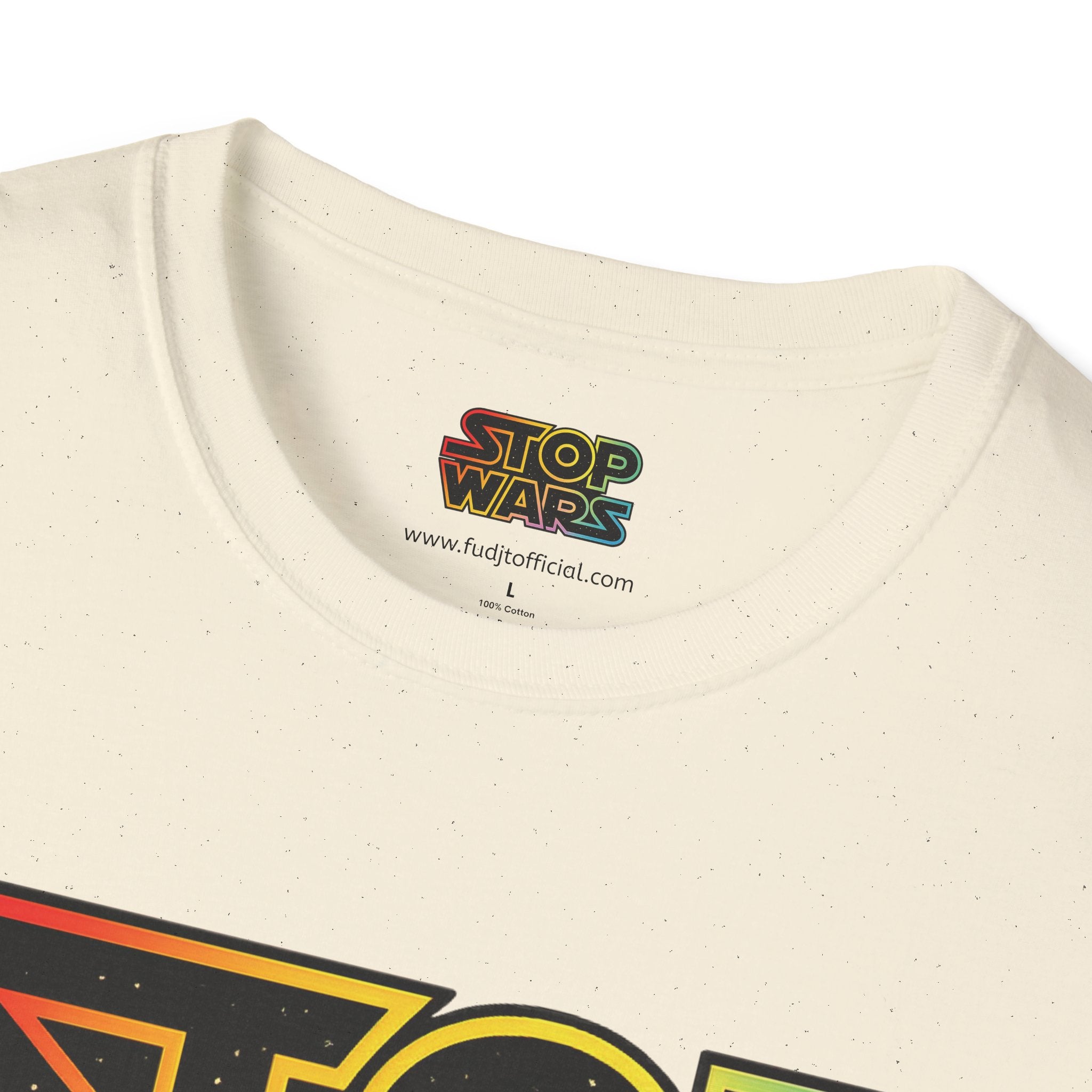 fudjt "STOP WARS" Retro Rainbow Anti-War Everyday Soft & Stylish Tee | Black fudjt | 7 Colors