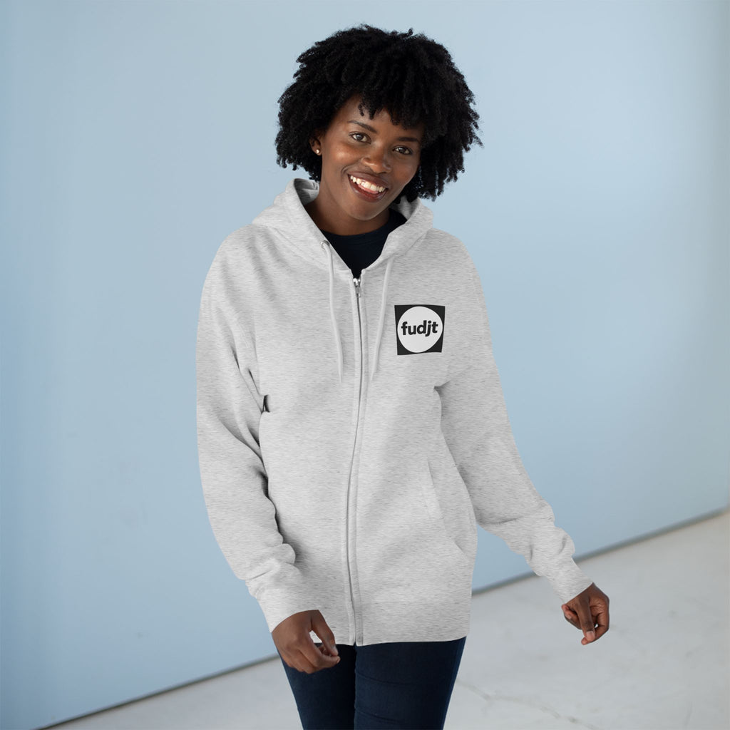 Bye-Bye Bondi | Black Square fudjt Circle Front, Smoke Screen Retro Backside Zip Hoodie | 8 Colors