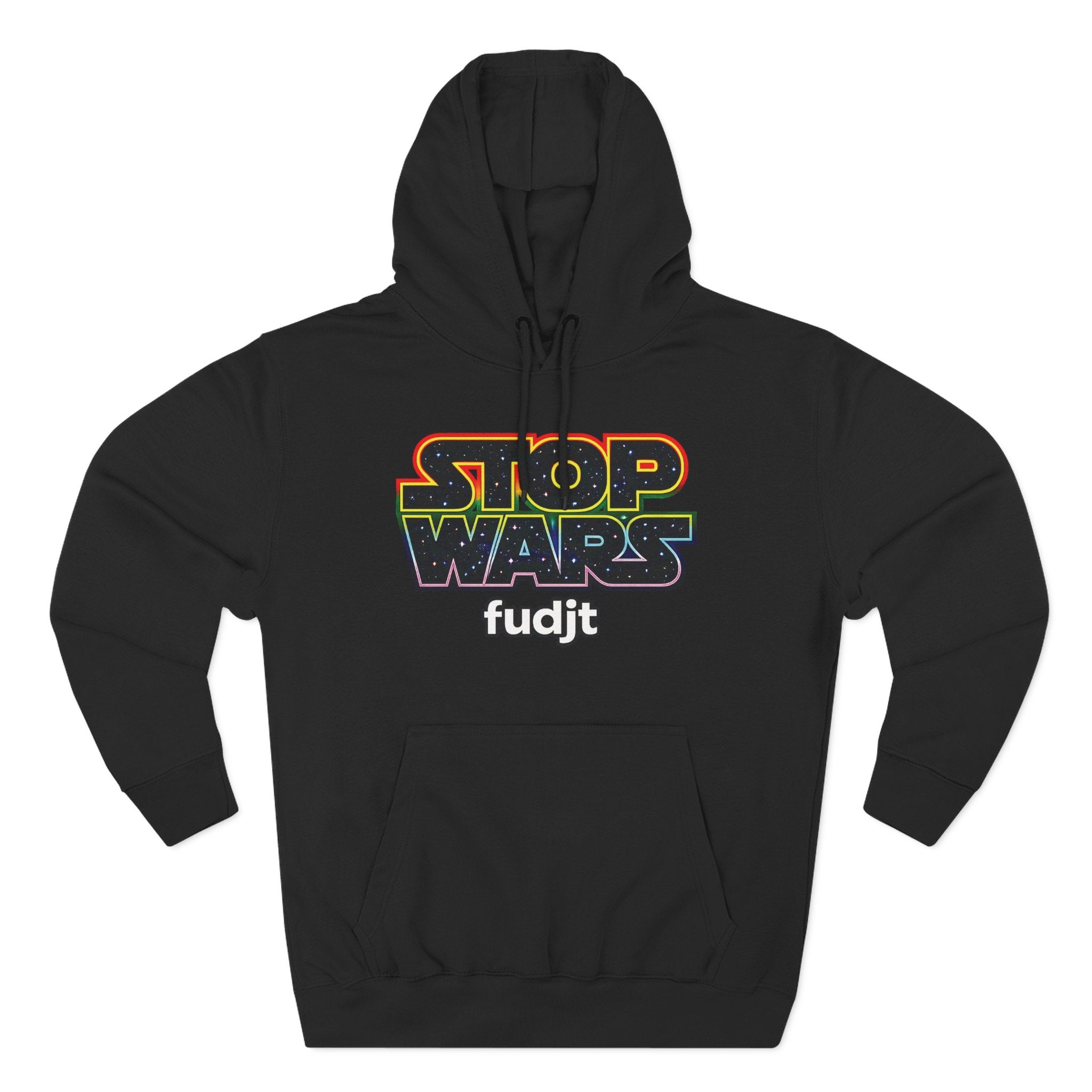 fudjt Stop Wars Hoodie – Premium Fleece Pullover with Retro Protest Graphic, White fudjt | 15 Colors