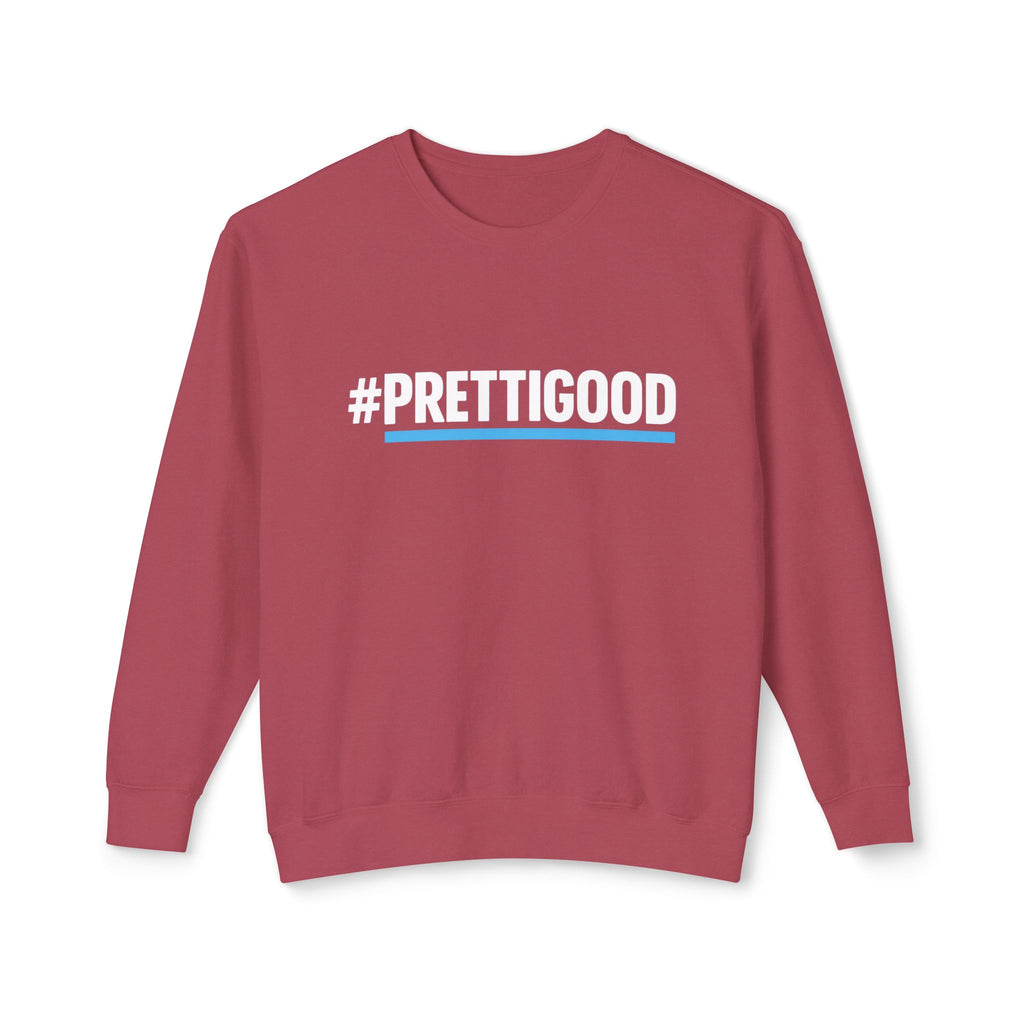 #PrettiGood Crewneck Sweatshirt — Blue Star Graphic Backside, Premium Casual Pullover | 7 Colors