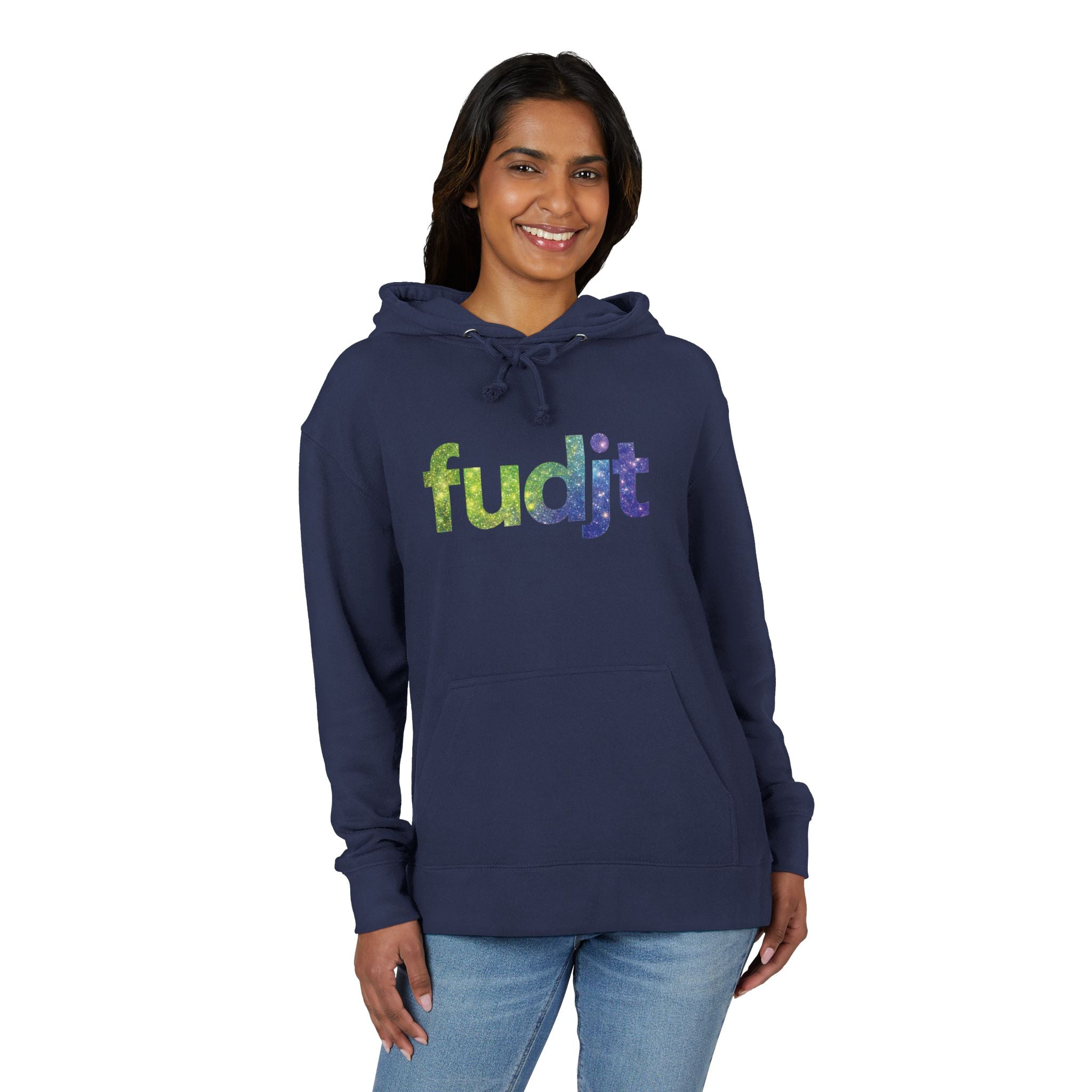 fudjt Galaxy French Terry Hoodie | Colorful Space Text | 6 Colors
